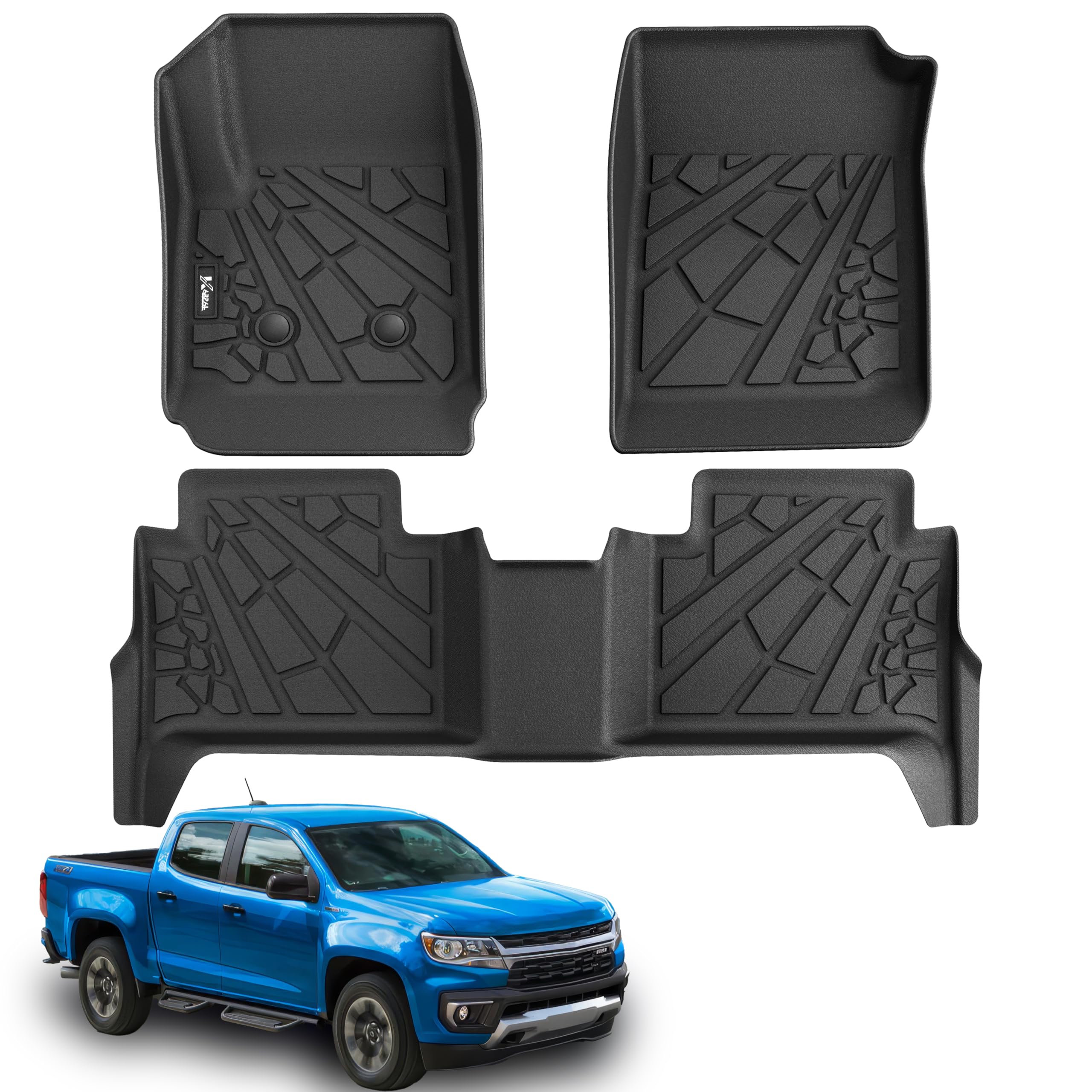 KARPAL Floor Mats for 2015-2022 Chevy Colorado/GMC Canyon Crew Cab, All-Weather TPE Custom Fit Floor Liners Cargo Liner Car Accessories