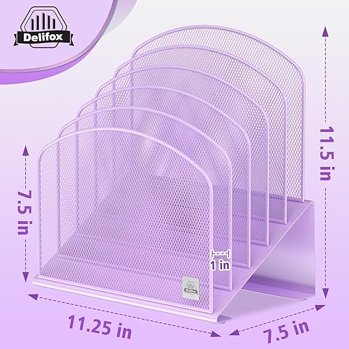 Miniatura 10 de Organizador de archivos de escritorio inclinado, soporte vertical de 5 secciones, soporte de metal clasificador de archivos para oficina y aula