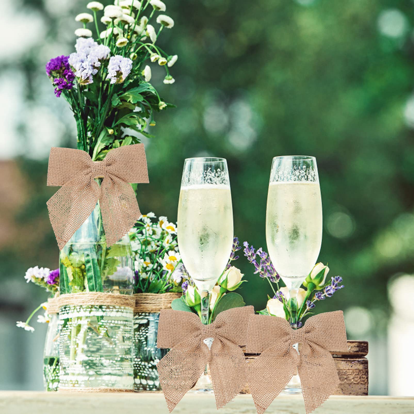 TOPBATHY 5 Set di Decorazioni A Fiocco Fatte A Mano per Natale E Matrimonio Fiocchi in Juta Resistente per Occasioni Festive 5 Pezzi*5