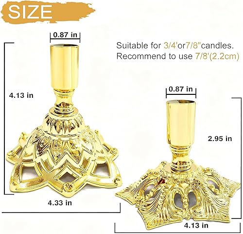 Miniatura 2 de Portavelas cónico para candelabros chapados en oro, portavelas de metal para chimenea, fiesta, comedor, decoración de boda, se adapta a velas de 34