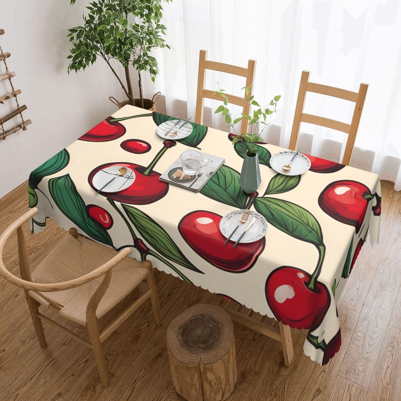 Nappe lavable anti-tache rouge motif cerises pour protéger votre table
