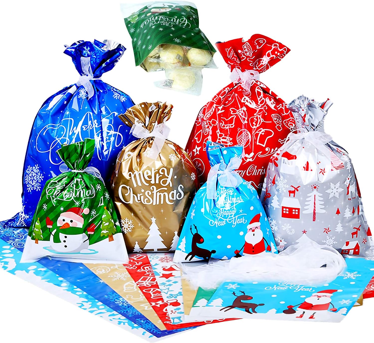 Flаѕh Dеаlѕ - 70% оƒƒ 30 PCS Christmas Drawstring Bags Assorted Size Christmas Wrapping Bags Large Goody Bags with Ribbon Ties for Christmas Party Xmas Holiday