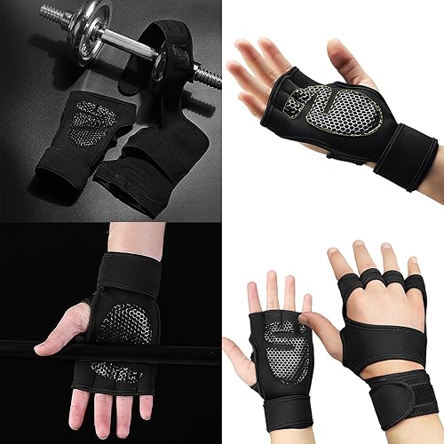 Miniatura 2 de Comfortable Lifting Gloves Hand Grips with Adjustable Wrist Wraps for Man Women Liftup Weightlifting Pull Up Deadlifting Wrist