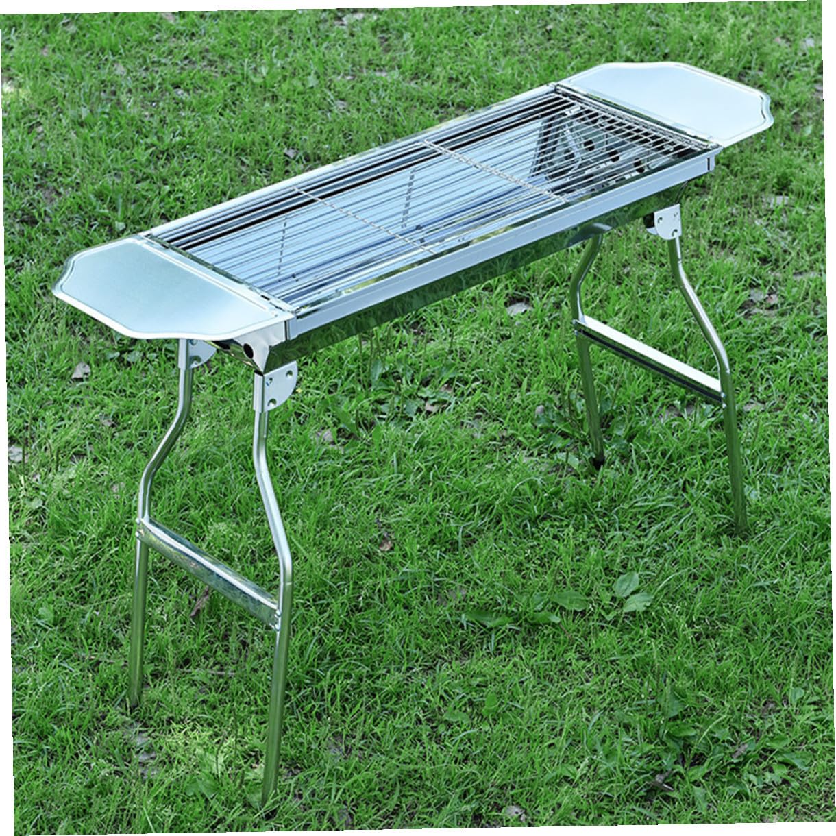 Ripiano Laterale in Acciaio Inox per Griglia, Scaffale Portaoggetti Multifunzionale per Barbecue, Mensola per Tavolo da Picnic Adatta a Feste e Barbecue All’aperto