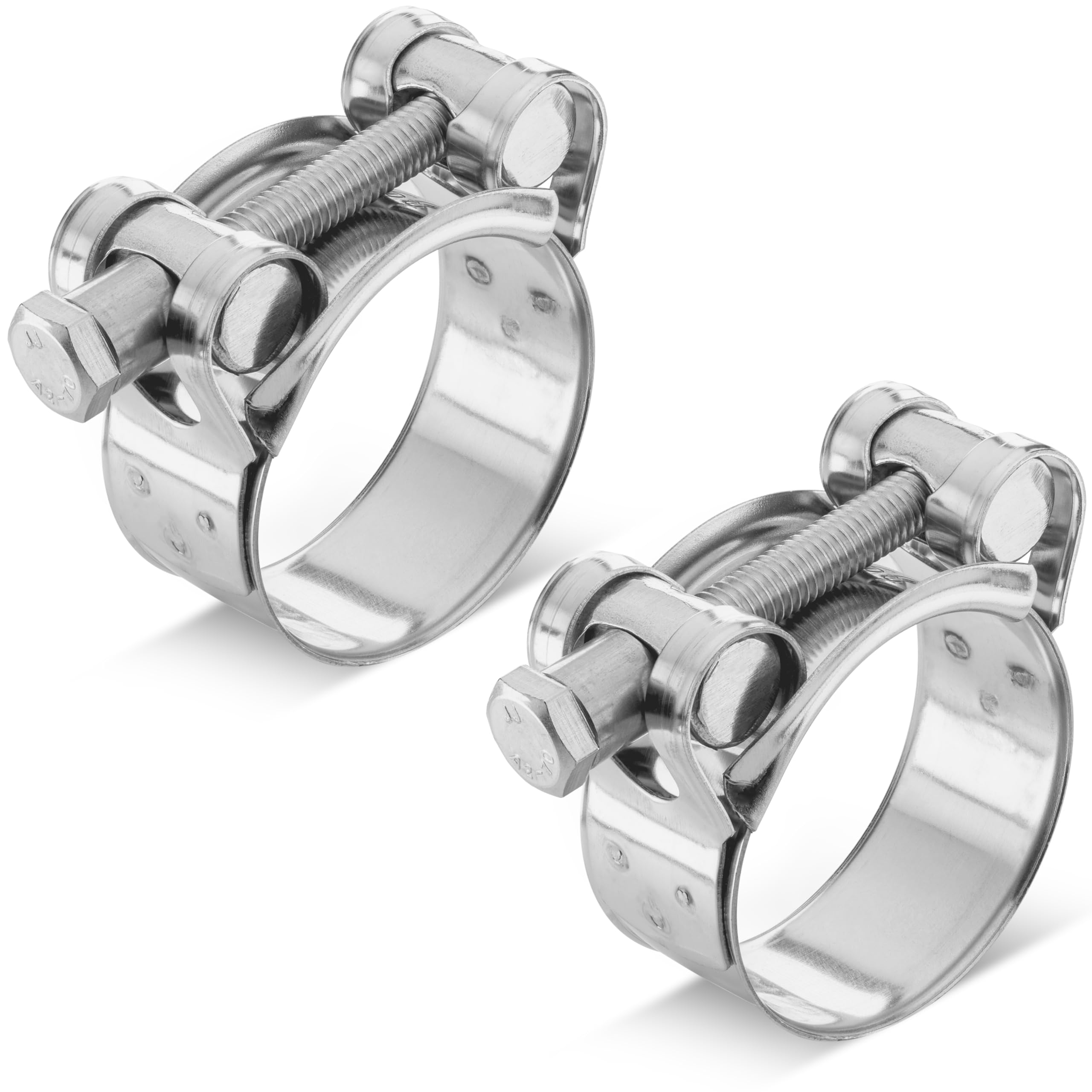 Poppstar 2 Pieces T-Bolt Hose Clamps Stainless Steel Clamping Width 36-39mm, Width 20mm, W4