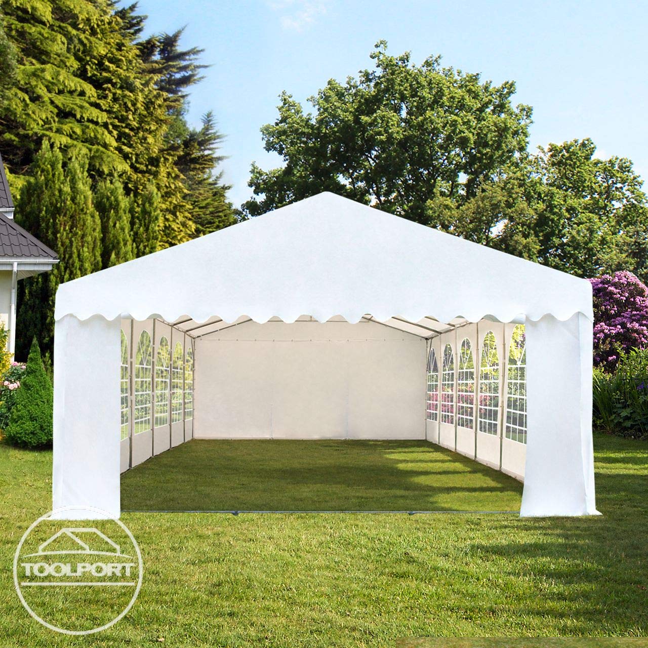 Tente Barnum de Réception 6x12 m Bâches PVC 750 N Blanc Cadre de Sol Jardin