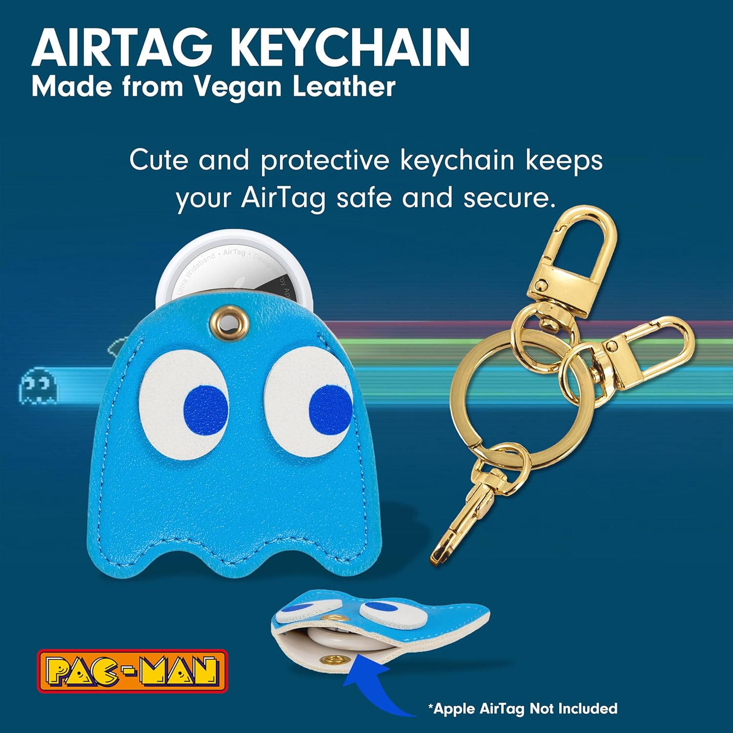 Sonix Keychain Case Compatible with Apple AirTag | Protective AirTag Cover Keychain Charm | Pac-Man Classic - Inky - Image 2