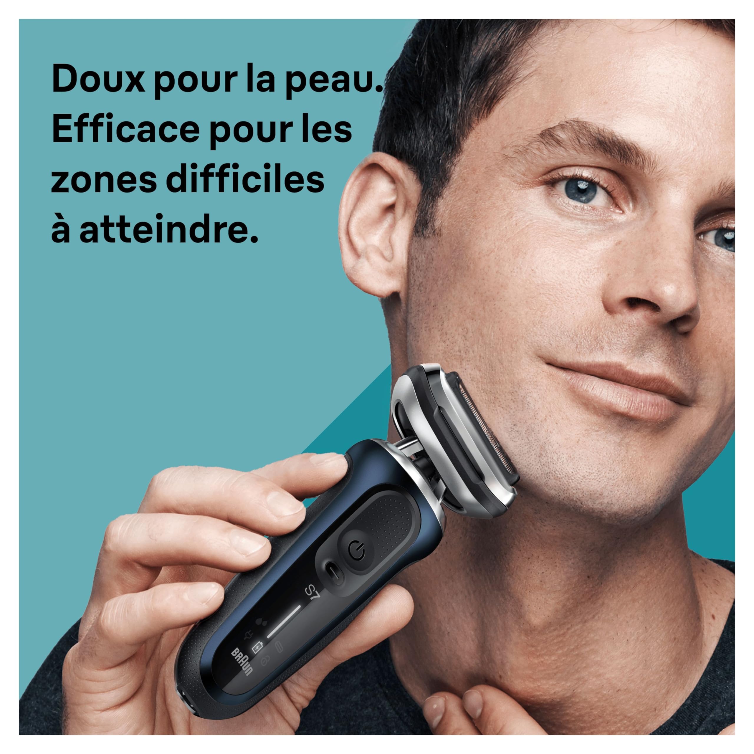 Braun Rasoir Electrique Homme Series 7 71-B1200s, Etanche, Lames Flexibles 360° Pour Bien Raser Le Visage, Coffret Rasage Avec Accessoire Tondeuse De Précision, Efficace Sur Les Barbes Dures