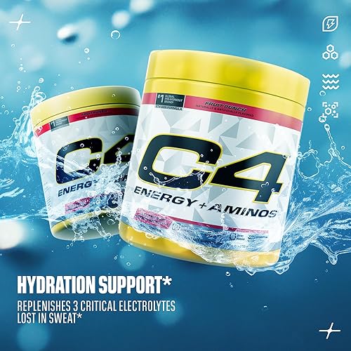 Miniatura 8 de Cellucor C4 Energy + Aminos Powder 0.18 oz de BCAA y EAA para recuperación muscular, 3 electrolitos para hidratación, 100 mg de cafeína natural