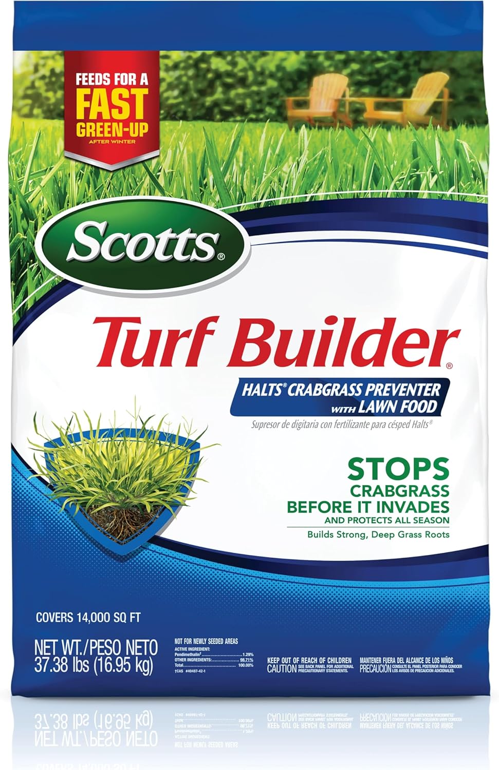Scotts Turf Builder Halts Crabgrass Preventer with Lawn Food - Pre-Emergent Weed Killer, Fertilizer, 14,000 sq. ft., 37.38 lb.