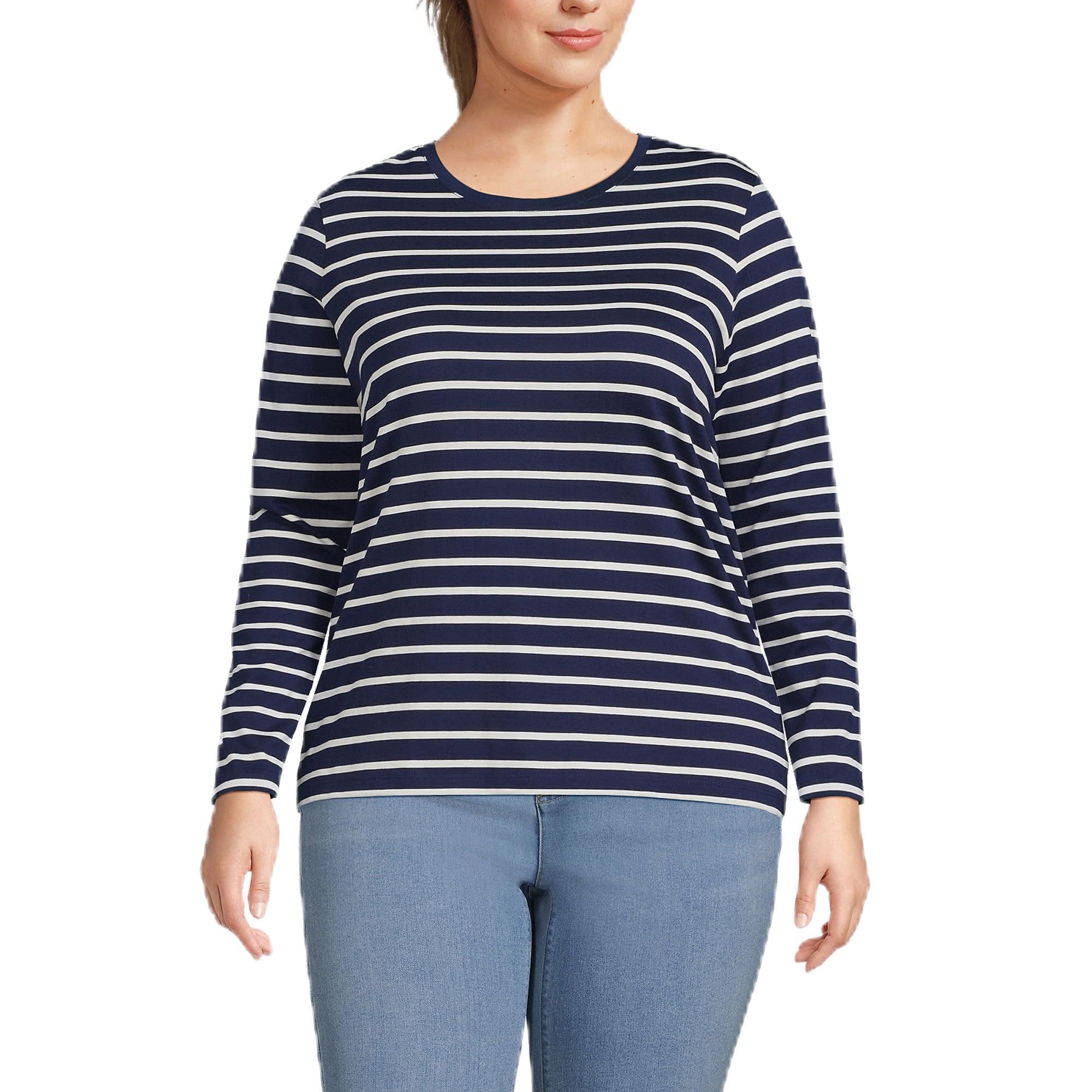 Lands' End Women's Relaxed American-Grown Supima Cotton Long Sleeve Crew Neck T-Shirt