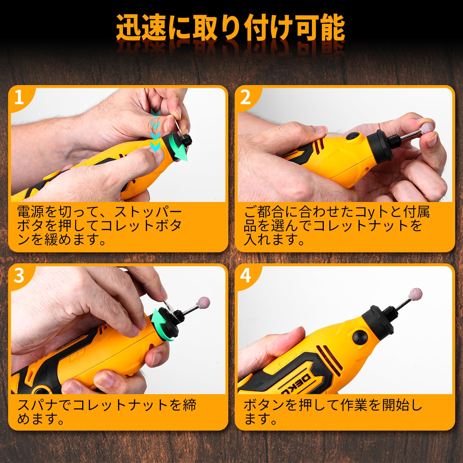 Amazon.co.jp: DEKOPROミニルーター 6段変速可能 127点組 付属品 8000