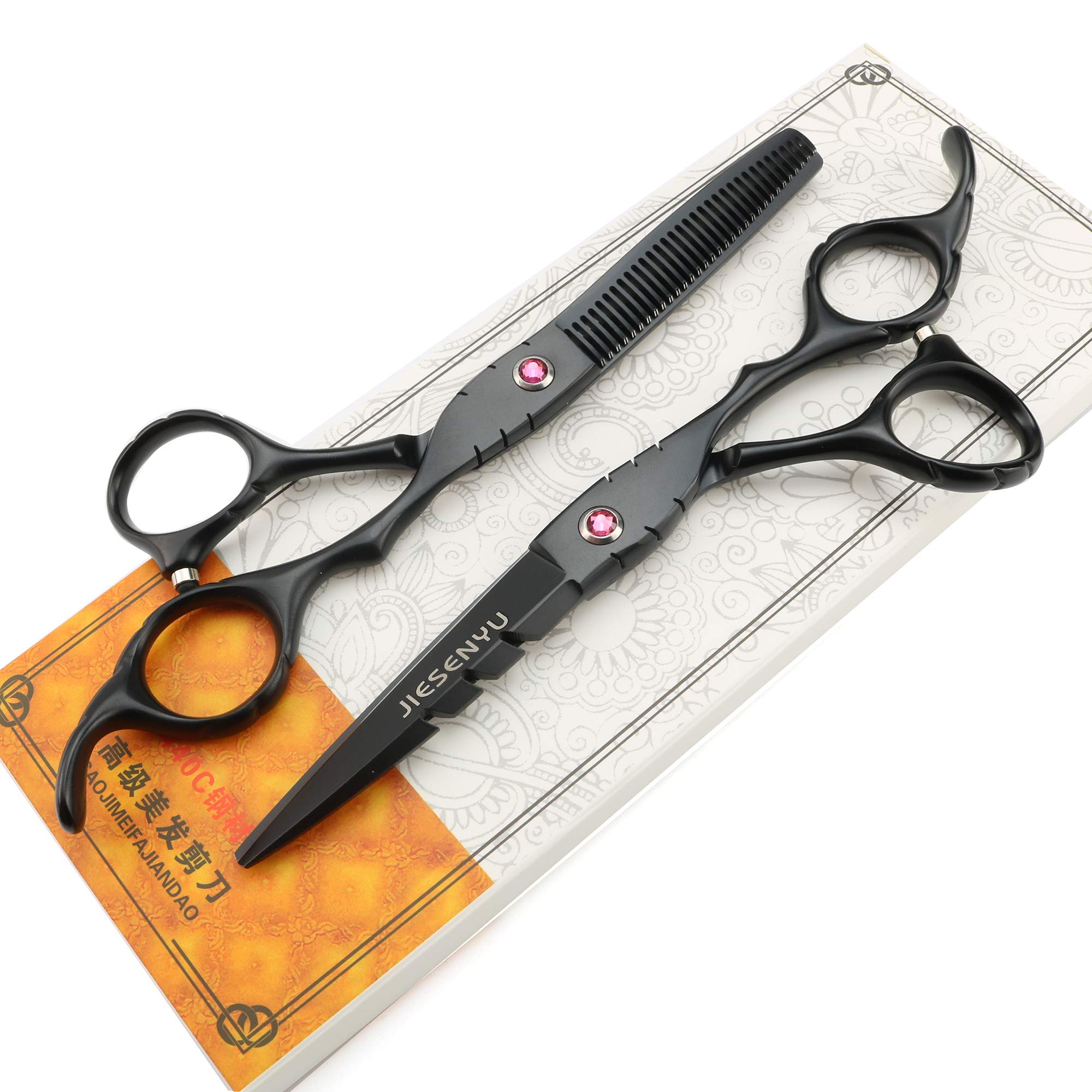 JIESENYU Friseurscheren-Set Profi – 3-teilig, 6 Zoll (17,5 Cm) Aus Japanischem Edelstahl 440C, Inklusive Effilierschere