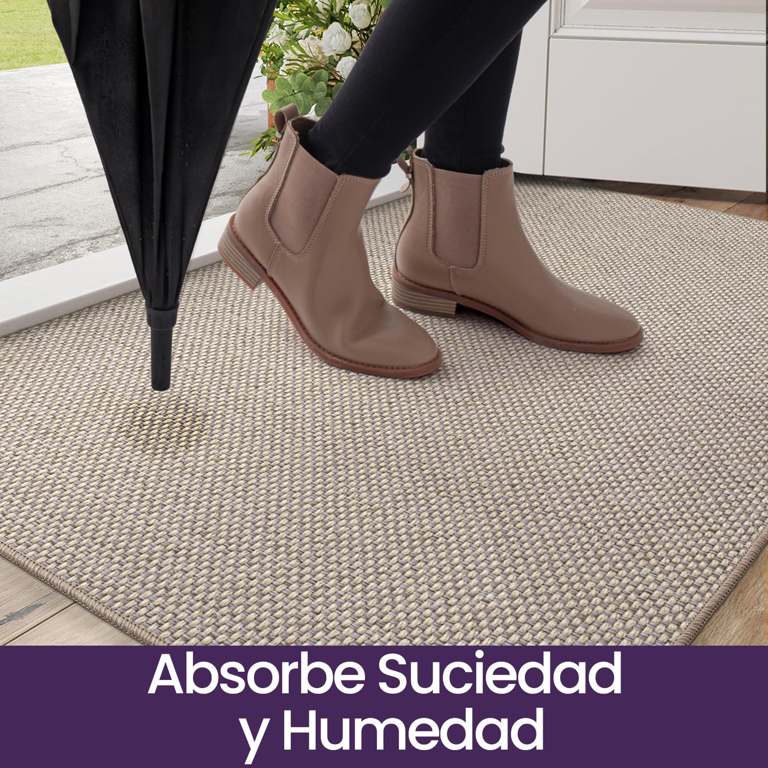 DEXI Felpudo Entrada Casa 60 x 90 cm, Alfombra Entrada Interior Antideslizante, Felpudos Absorbentes para Puerta, Pasillo, Cocina, Beige