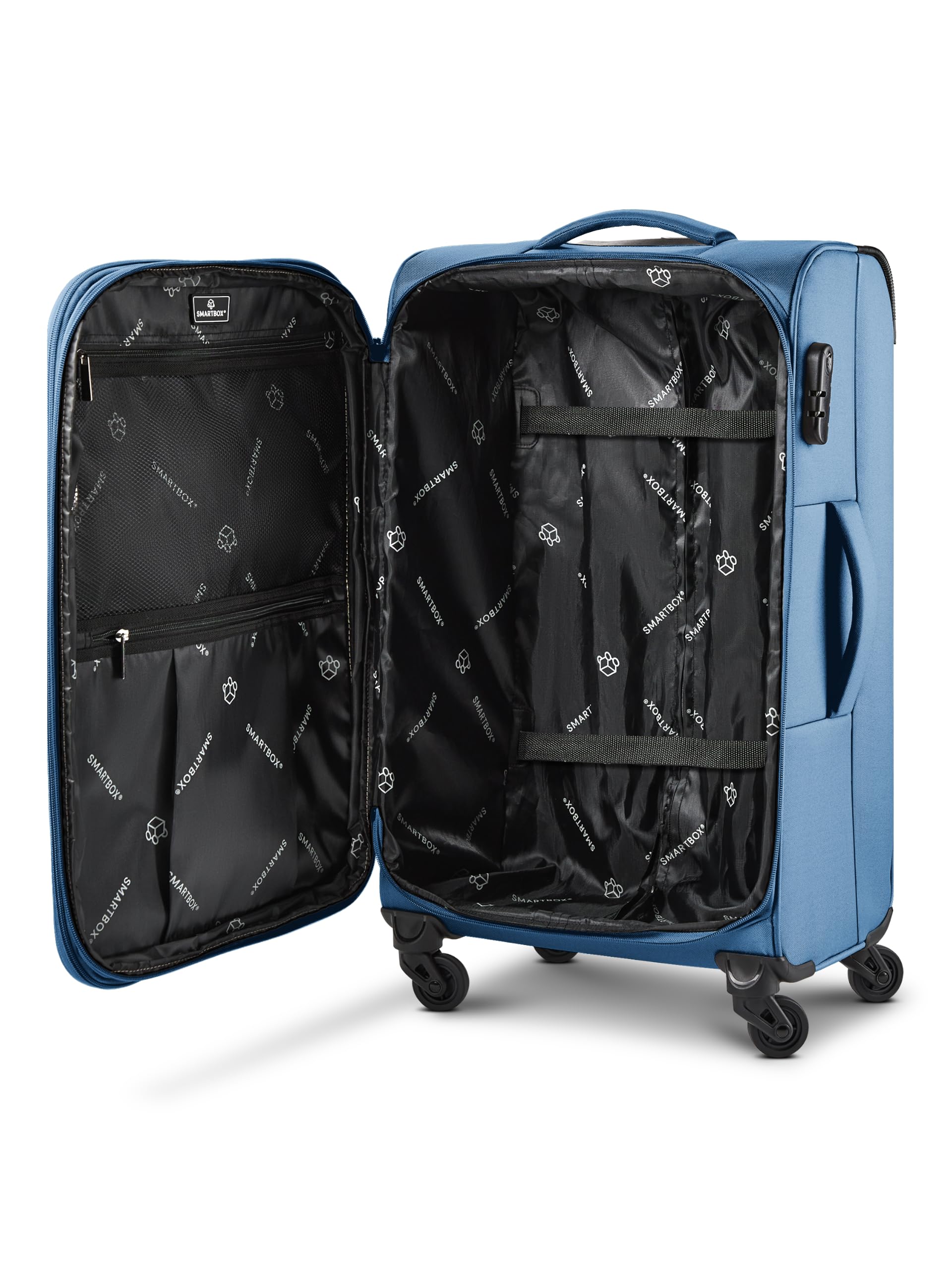 SMARTBOX Edycja 04 New3, Iced-Glacier Blue, 3-Set, Miękki wózek bagażowy z obrotowymi kółkami