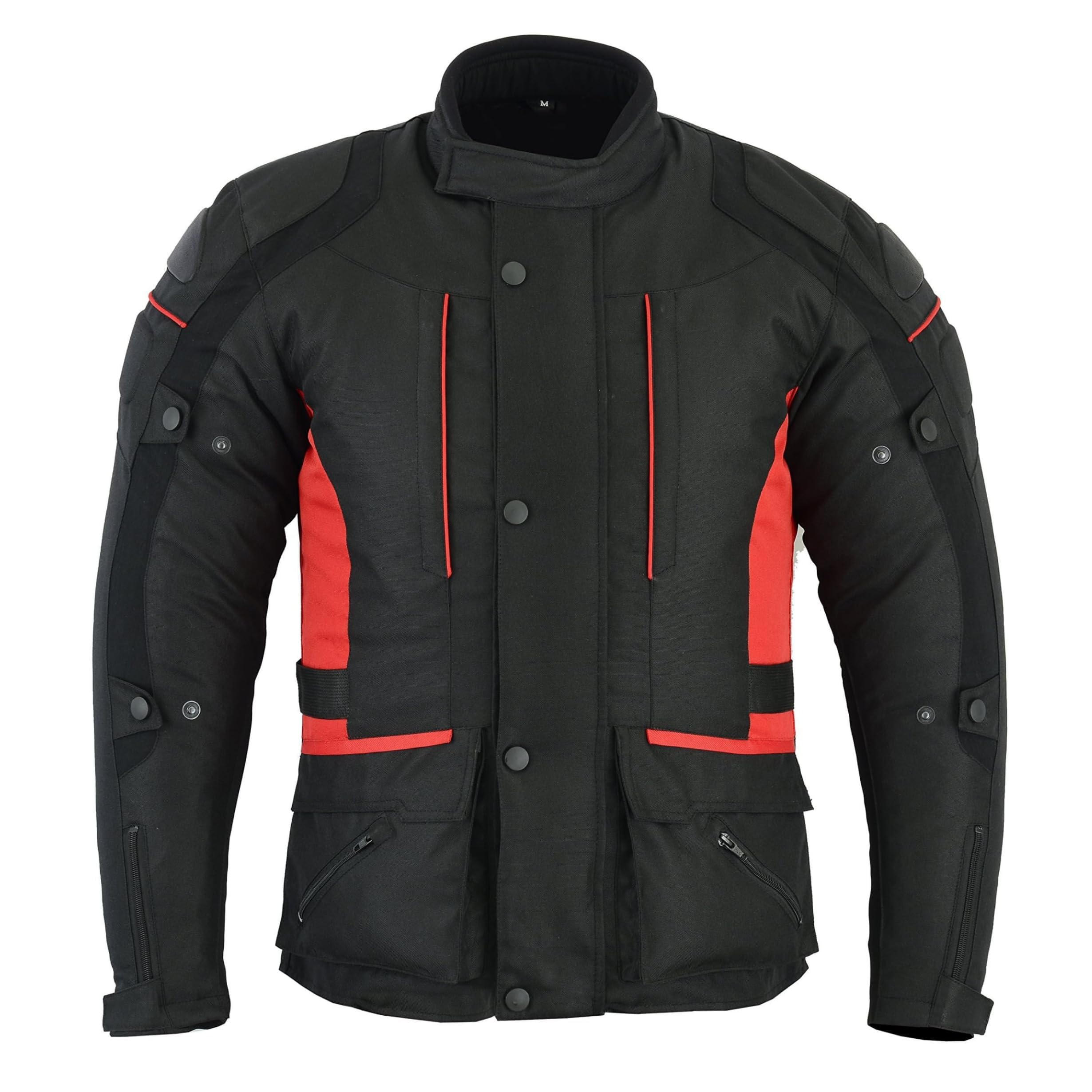 Sterling Sports - Chaqueta impermeable para moto con protección CE, color negro/gris, negro/rojo, negro y rojo