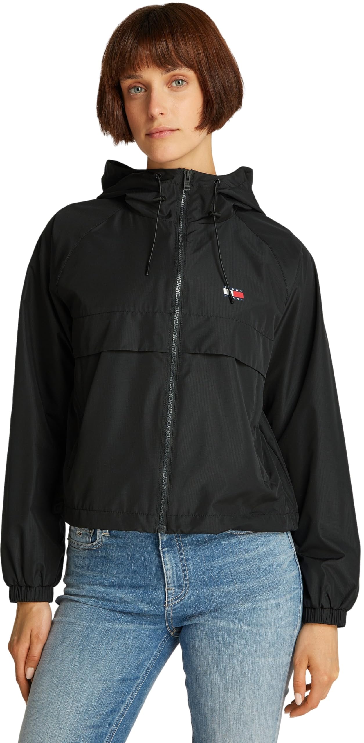 Tommy Jeans Women's TJW ESSENTIAL WINDBREAKER EXT DW0DW20672 Windbreaker Jacket, Black (Black), XS