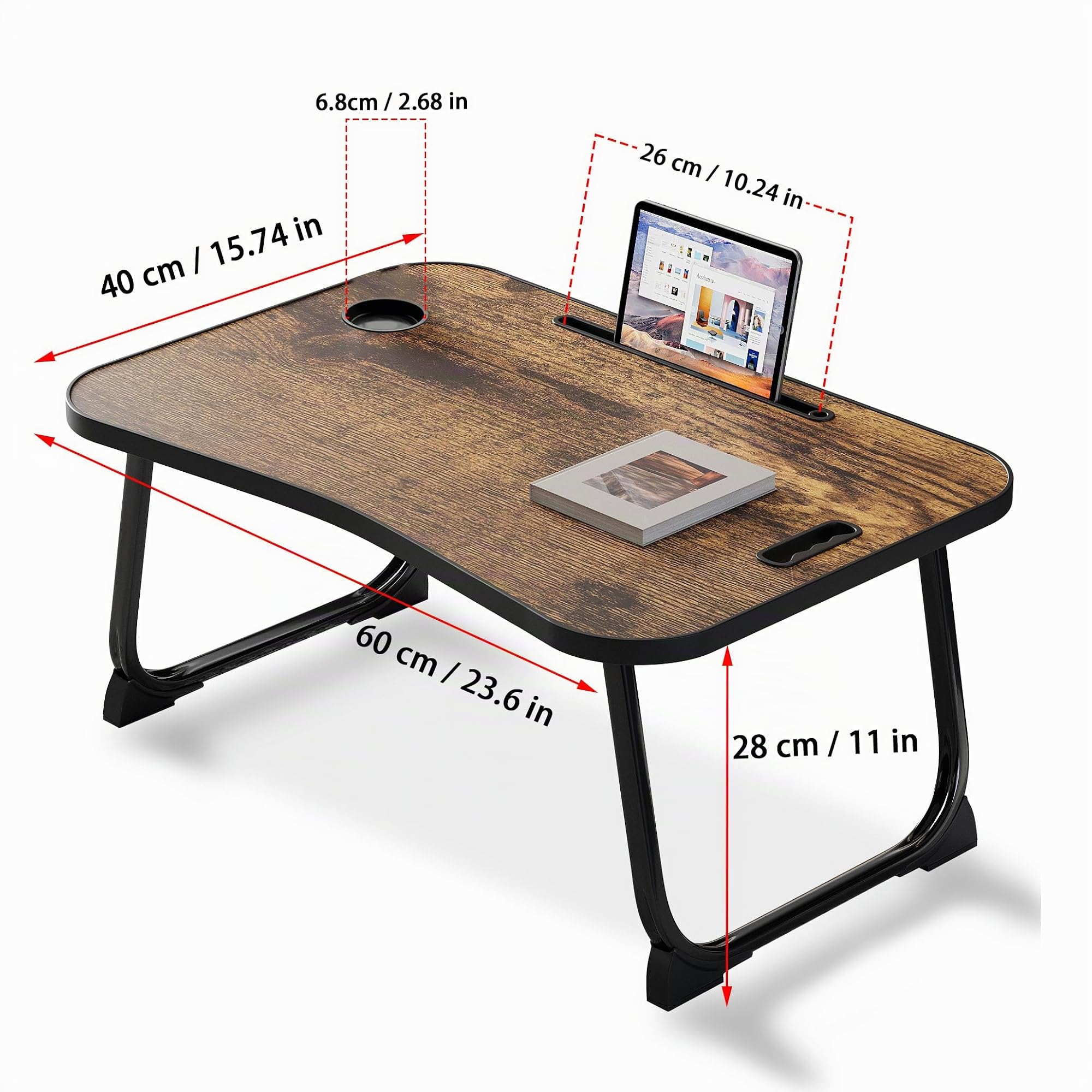 Table de lit pour Ordinateur, Table pour Lire, écrire, Plateau-Repas au lit, sur Le canapé Ainsi qu'à la Maison et au Bureau (Yellow)