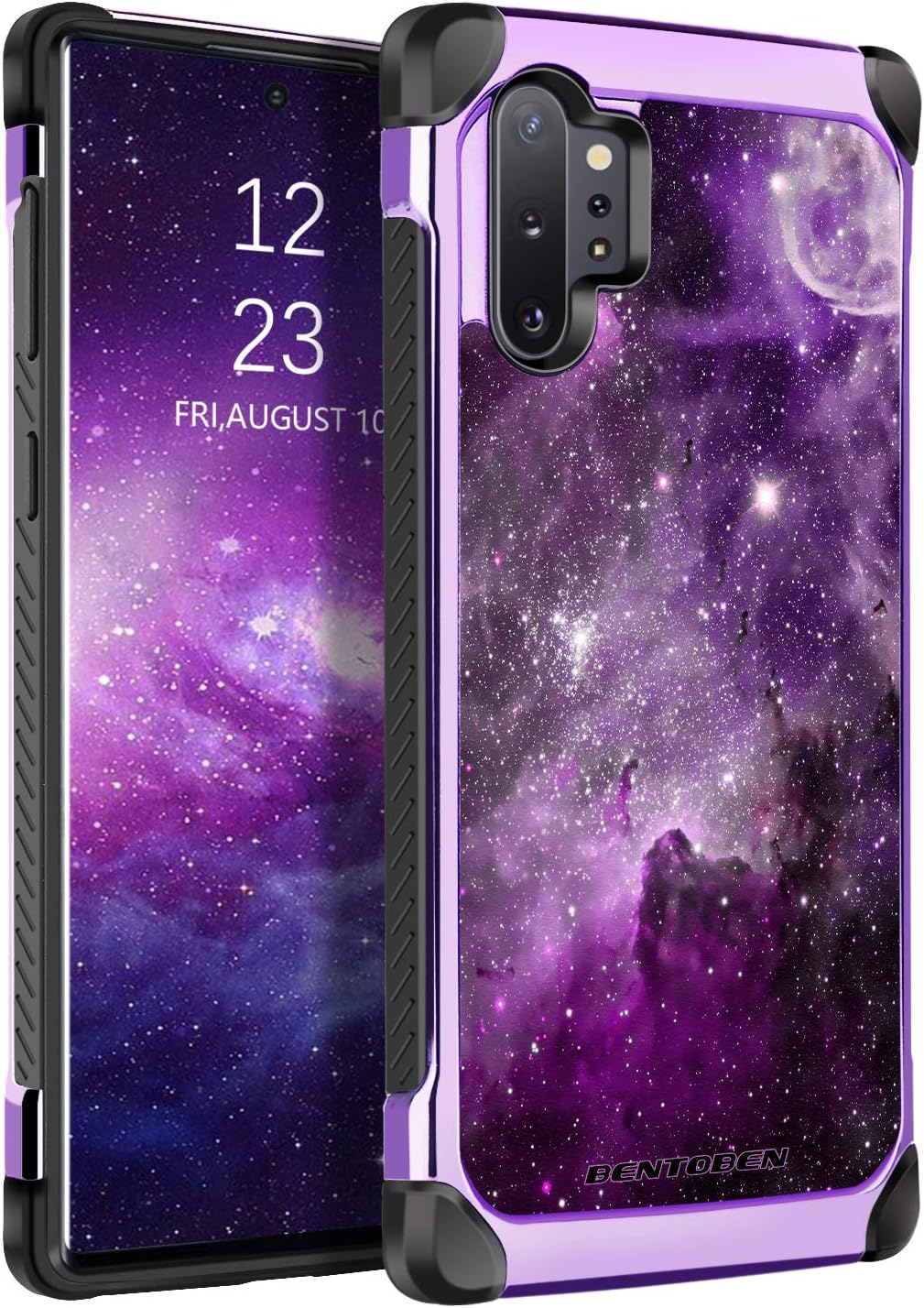 BENTOBEN Case for Samsung Galaxy Note 10 Plus/5G, Dual Layer Slim Hybrid Soft Rubber Bumper Hard PC Cover Shockproof Protective Phone Cases for Galaxy Note 10 Plus 5G Nebula