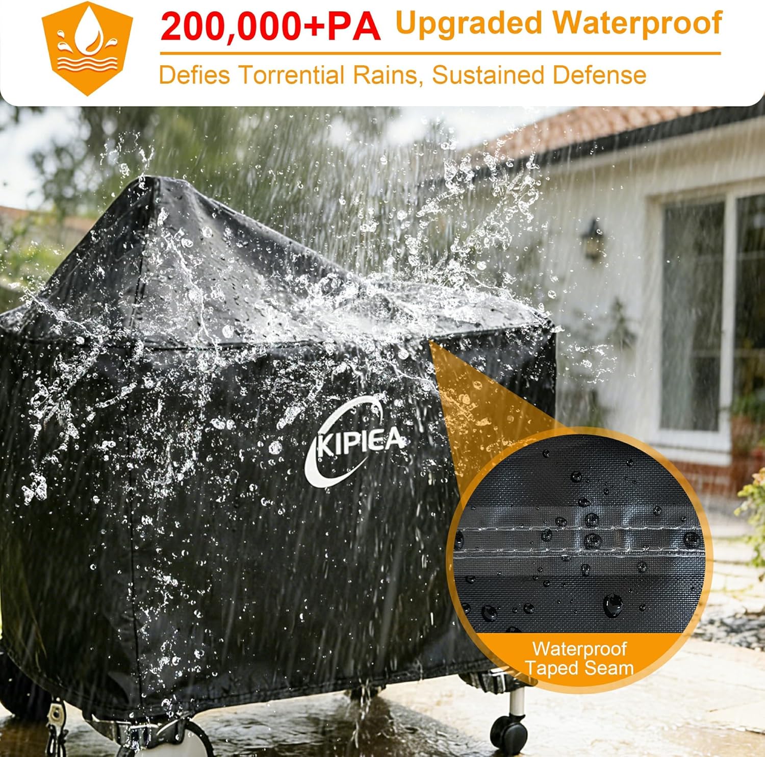 Kipiea 600D Heavy Duty Grill Cover for Weber 24 Inch Premium Charcoal - Performer Grill Cover with 4 Buckles, Wind Resistant Anti UV & No Tears(56" W X 36" D X 44.5" H)