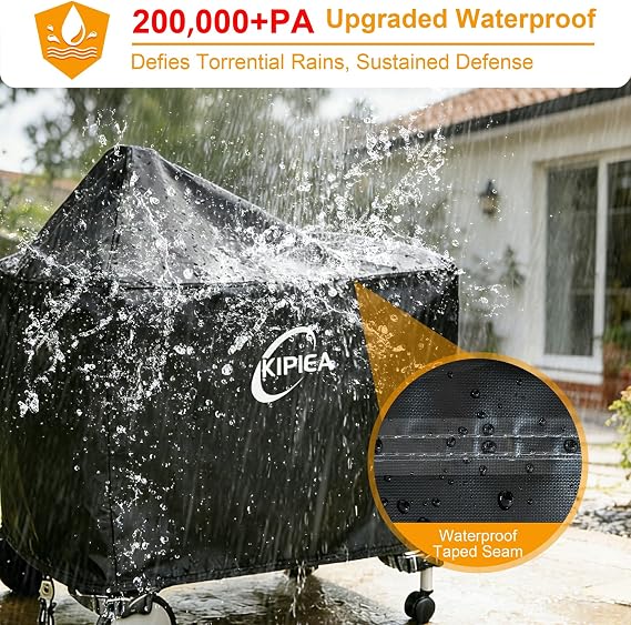 Kipiea 600D Heavy Duty Grill Cover for Weber Summit Kamado S6 Charcoal Grill - Charcoal Grill Cover with 4 Buckles, Wind Resistant Anti UV & No Tears(56 W X 36 D X 44.5 H)