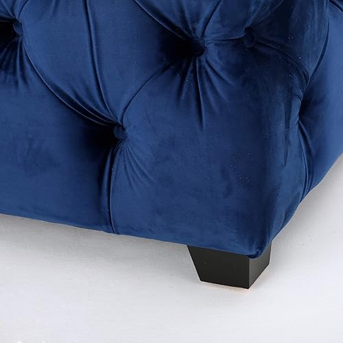 Miniatura 7 de Otomana de terciopelo, modelo Provence, Terciopelo, Azul marino
