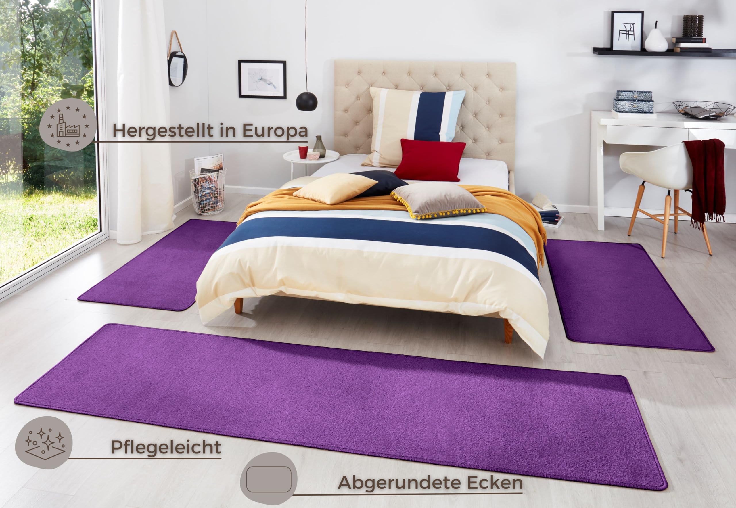 HANSE Home Fancy - Paracolpi per Lettino, 3 pz, in Polipropilene, 67 x 250 x 0,7 cm, Colore: Lilla