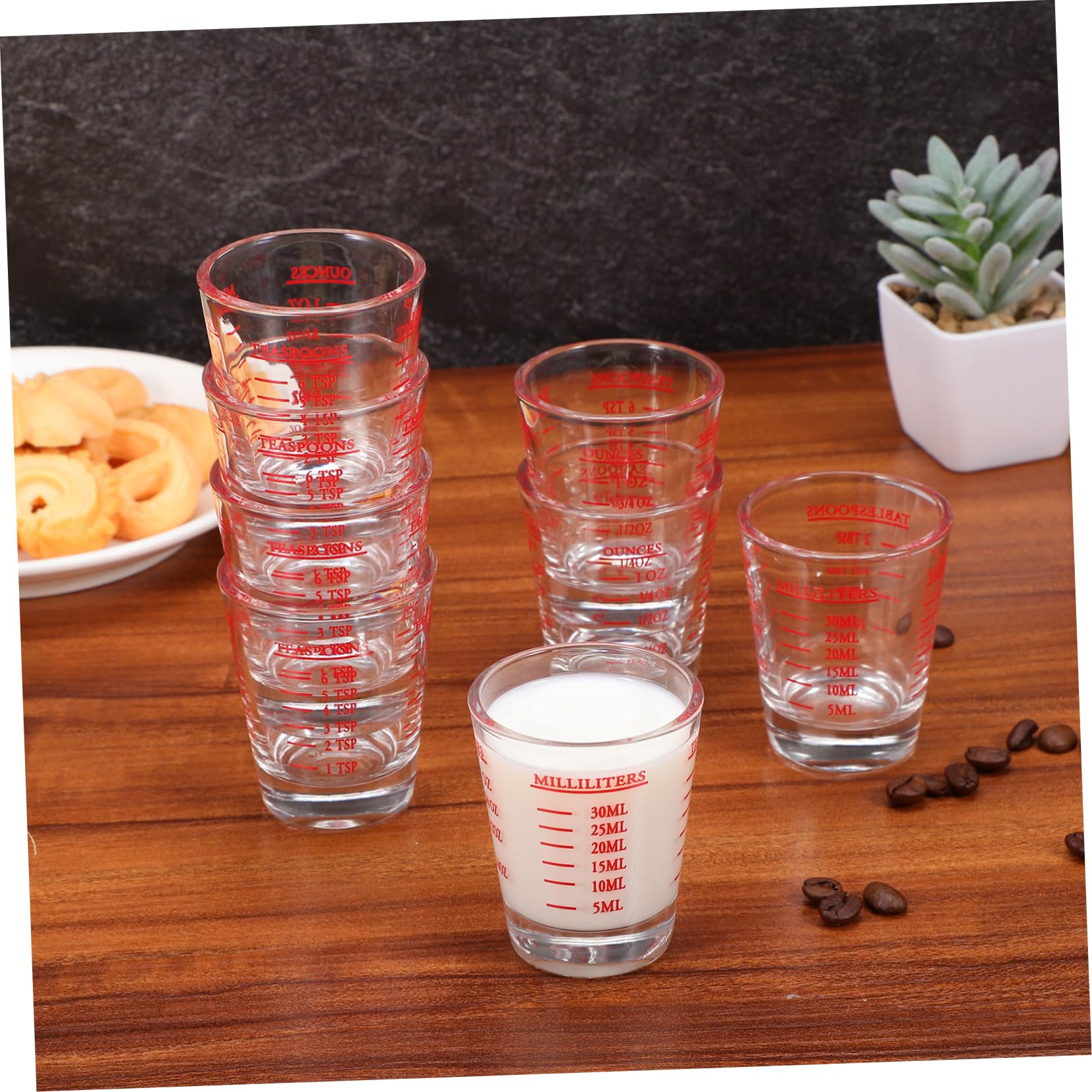 8 Pcs Tasses à Mesurer Graduées en Verre Tasses pour Espresso Double Graduation 30ml Pâtisserie Cuisine