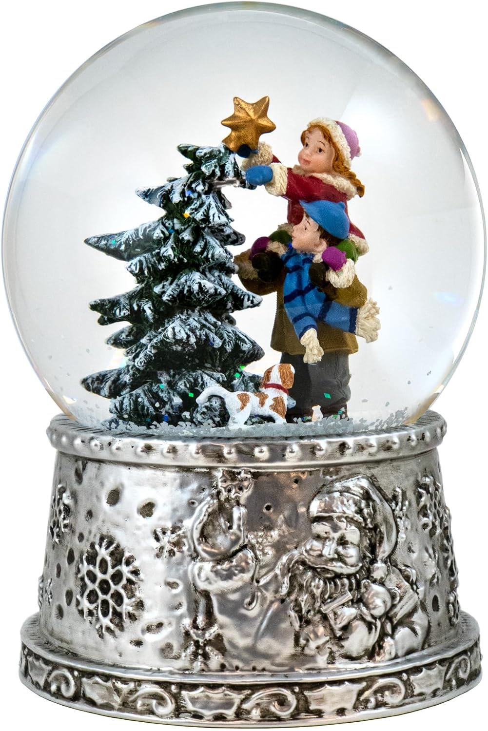 Children Placing Star on Tree Scene Musical Snow Globe by The San Francisco Music Box Company