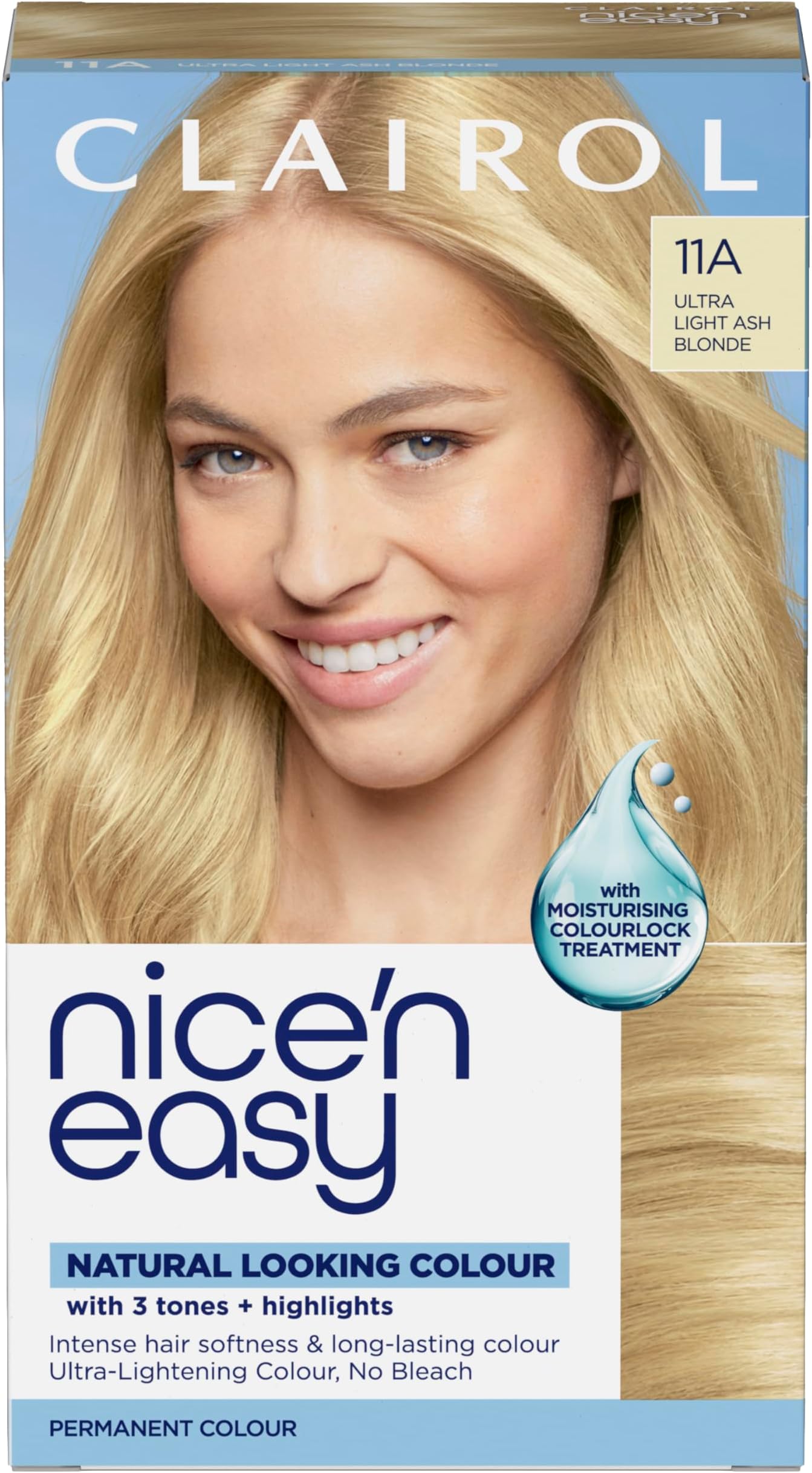 Nice'n Easy Crème, Natural Looking Oil Infused Permanent Hair Dye, 11A Ultra Light Ash Blonde
