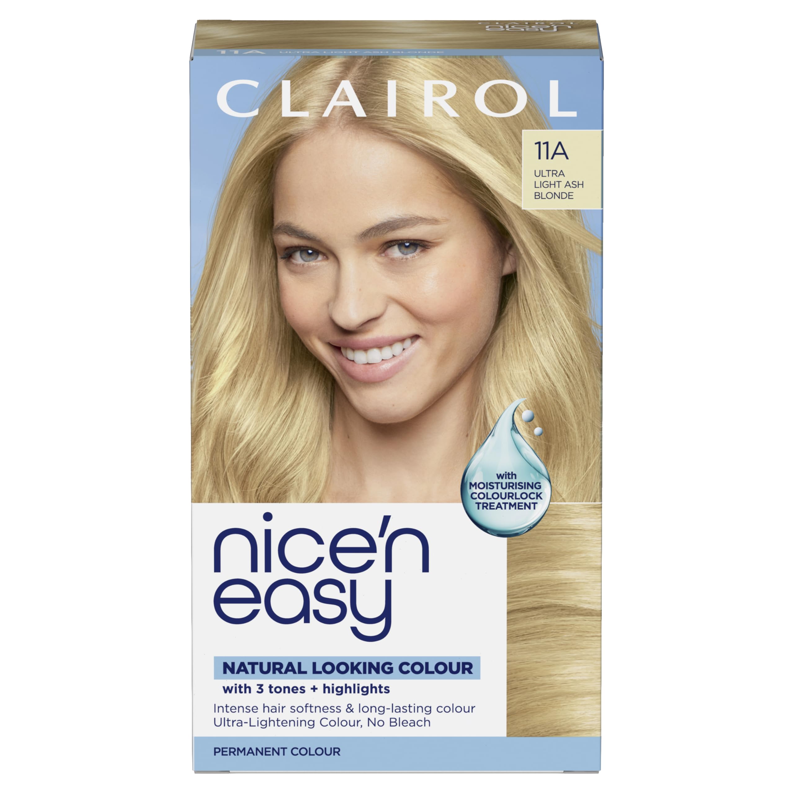 Nice'n Easy Permanent Hair Dye, 11A Ultra Light Ash Blonde, Oil Infused Creme