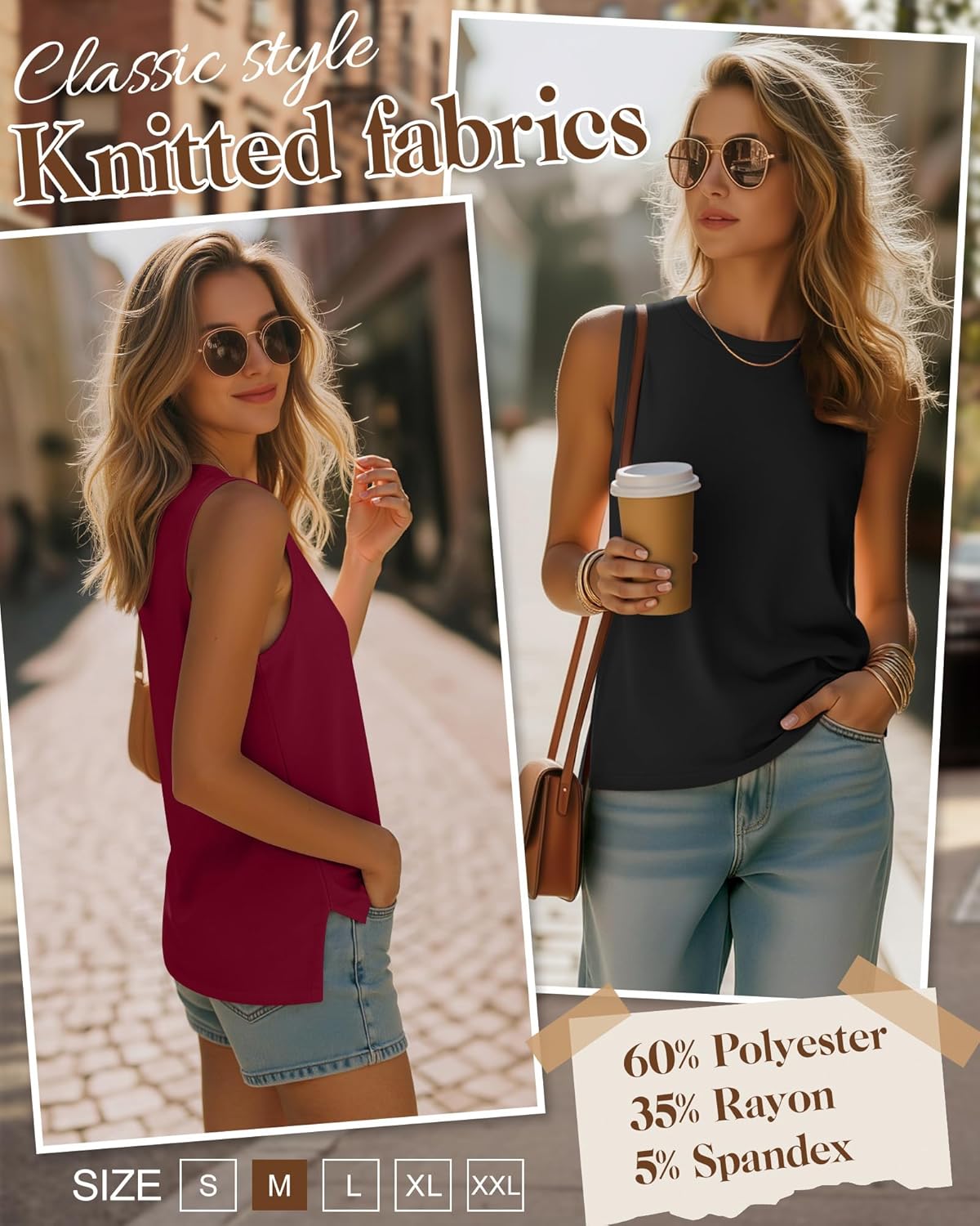 Ficerd 4 Pack Women's Sleeveless Tops, Casual Summer Loose Fit T Shirts Solid Color Tunic Tank Tops Ladies' Crew Neck - Image 5