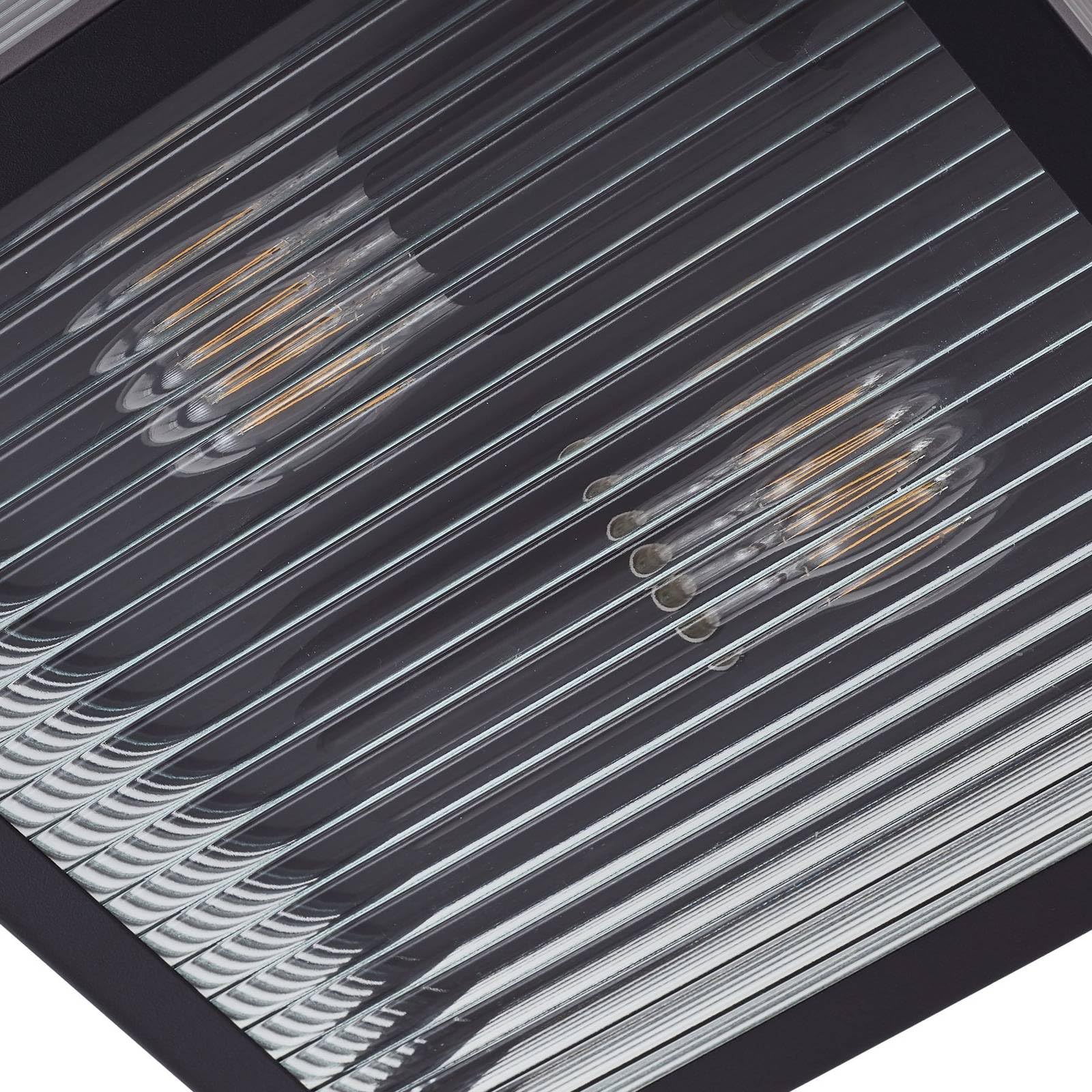 Lindby Deckenlampe Bolgar spritzwassergeschützt Modern Schwarz Metall 2 flammig E27 Aufbau-Deckenleuchte