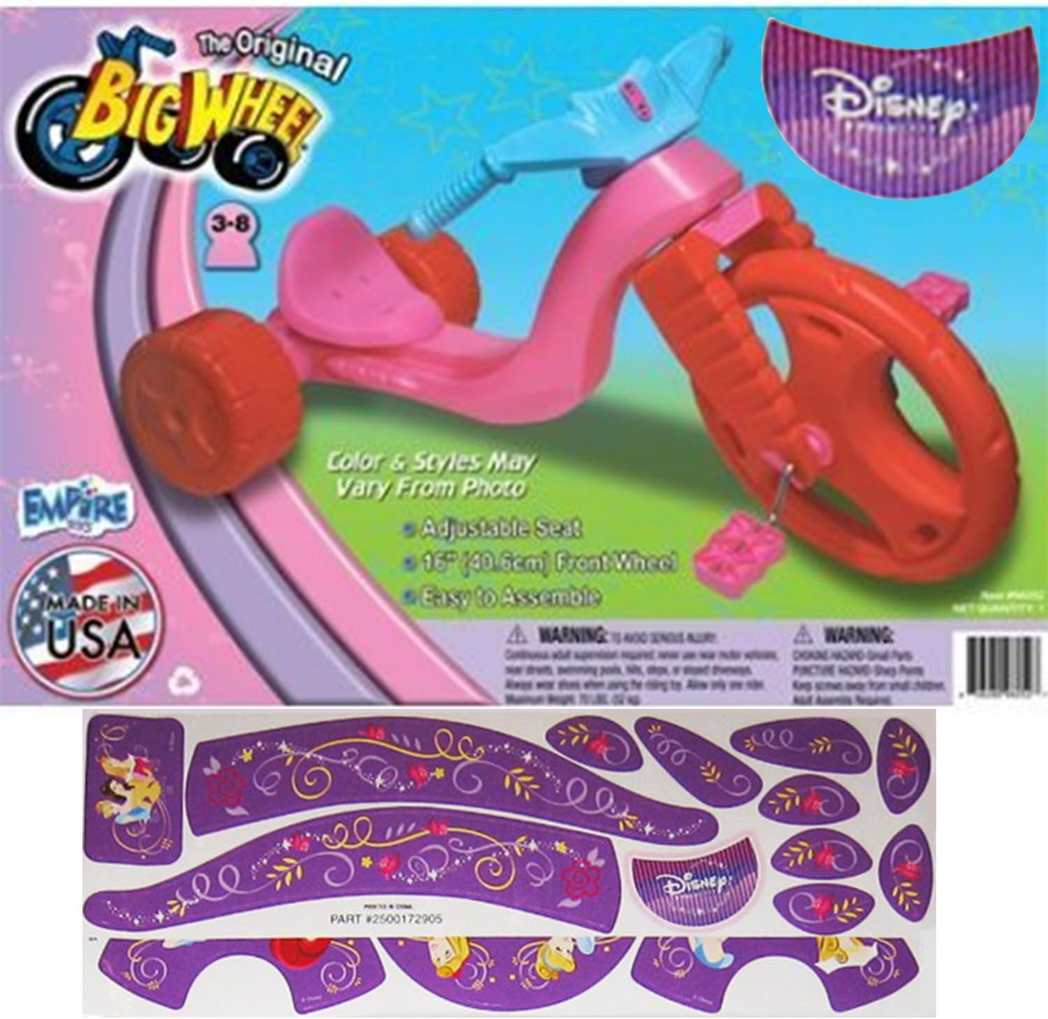The Original Big Wheel Trike Red/Blue Limited Edition for Girls 16" w/Disney Princess Decals