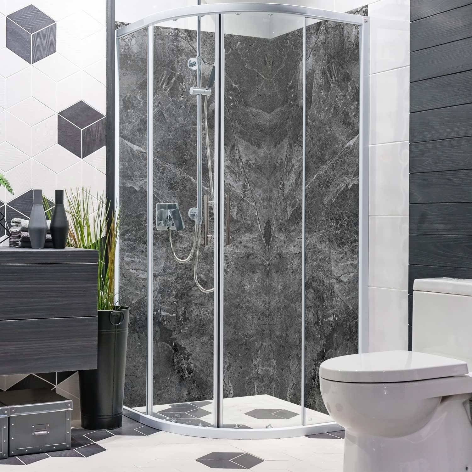 Dedeco Eck-Duschrückwand Aus Aluminium – Wasserfeste Wandverkleidung 2x 100x200 Cm, Made In Germany