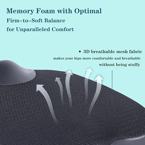 Miniatura 3 de Cojín de descompresión, cómodo cojín de espuma viscoelástica para conductores de asiento de automóvil, cojín de alivio del dolor de coxis (coxis),