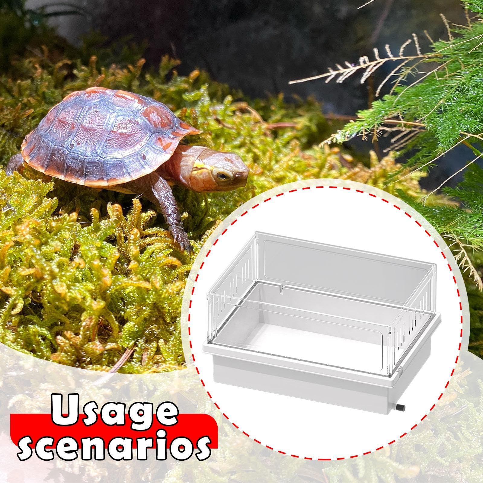 Colcolo Tortuga Acuario Tanque Terrario Transparente con Desagüe Inferior y Diseño Desmontable para Personalizar el Hábitat Adecuado para Mascotas