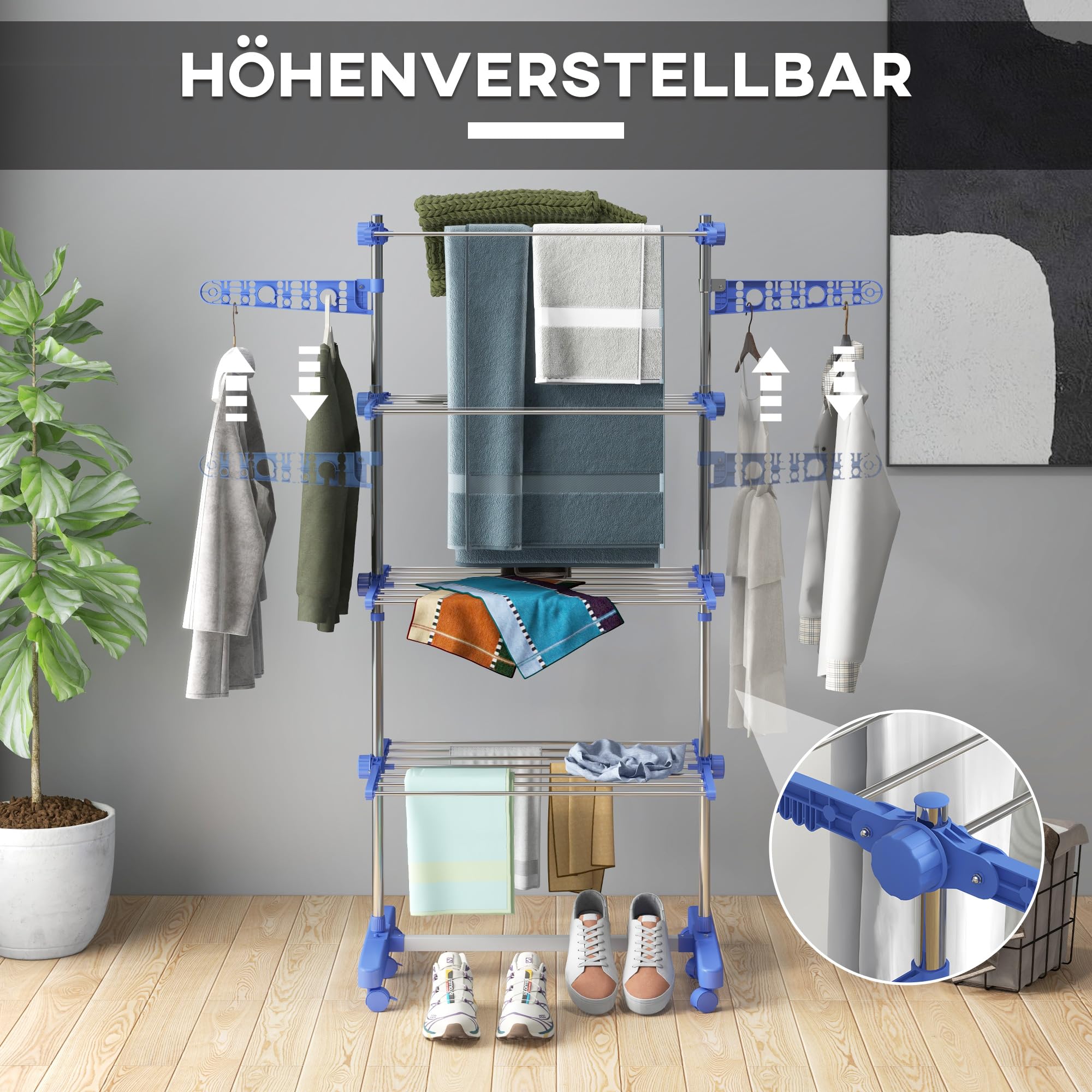 HOMCOM Wäschetrockner Turm Wäscheständer met Wielen, 3 HOMCOM Wäschetrockner Turm Wäscheständer met Wielen, 3