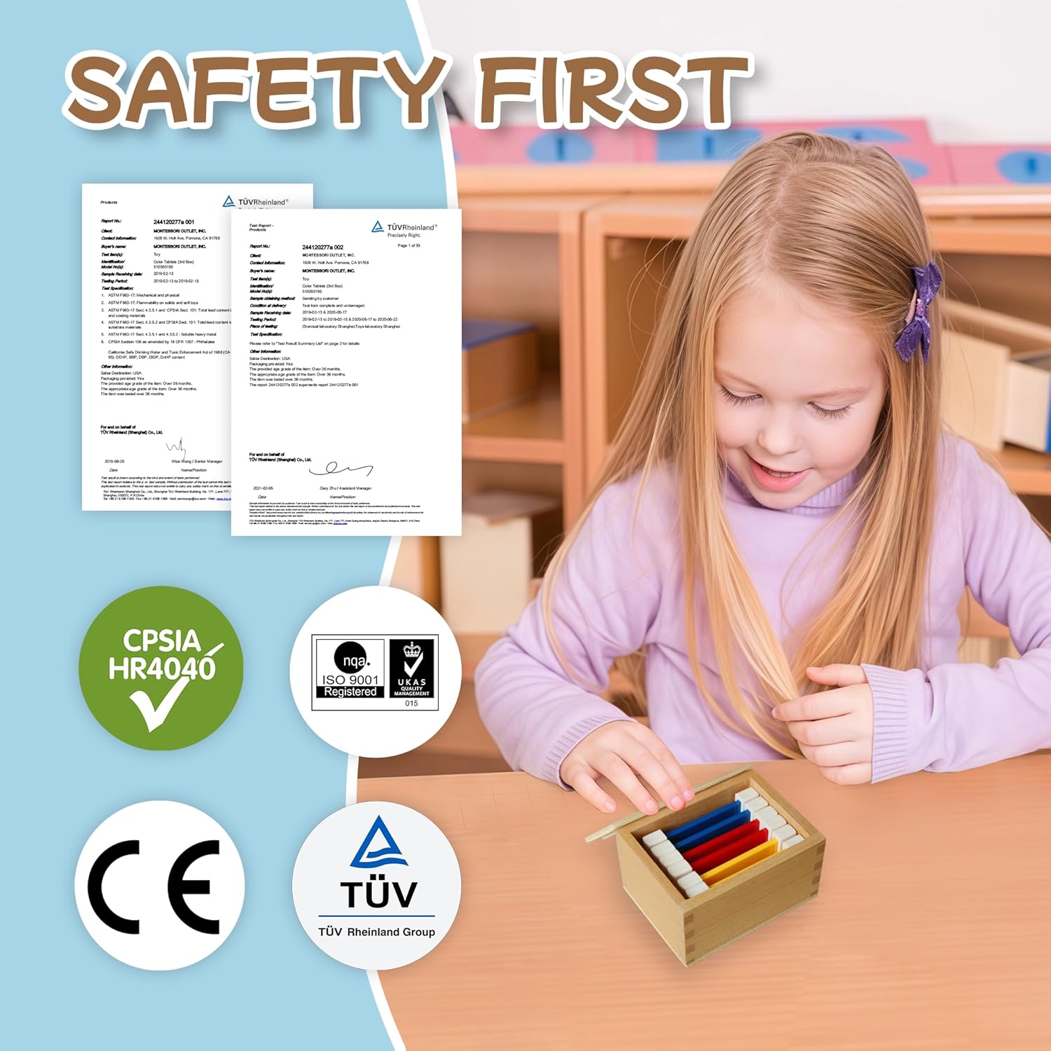 MONTESSORI OUTLET Color Tablets (1st Box) for 3-6 Years Montessori Education at School and Home image 5