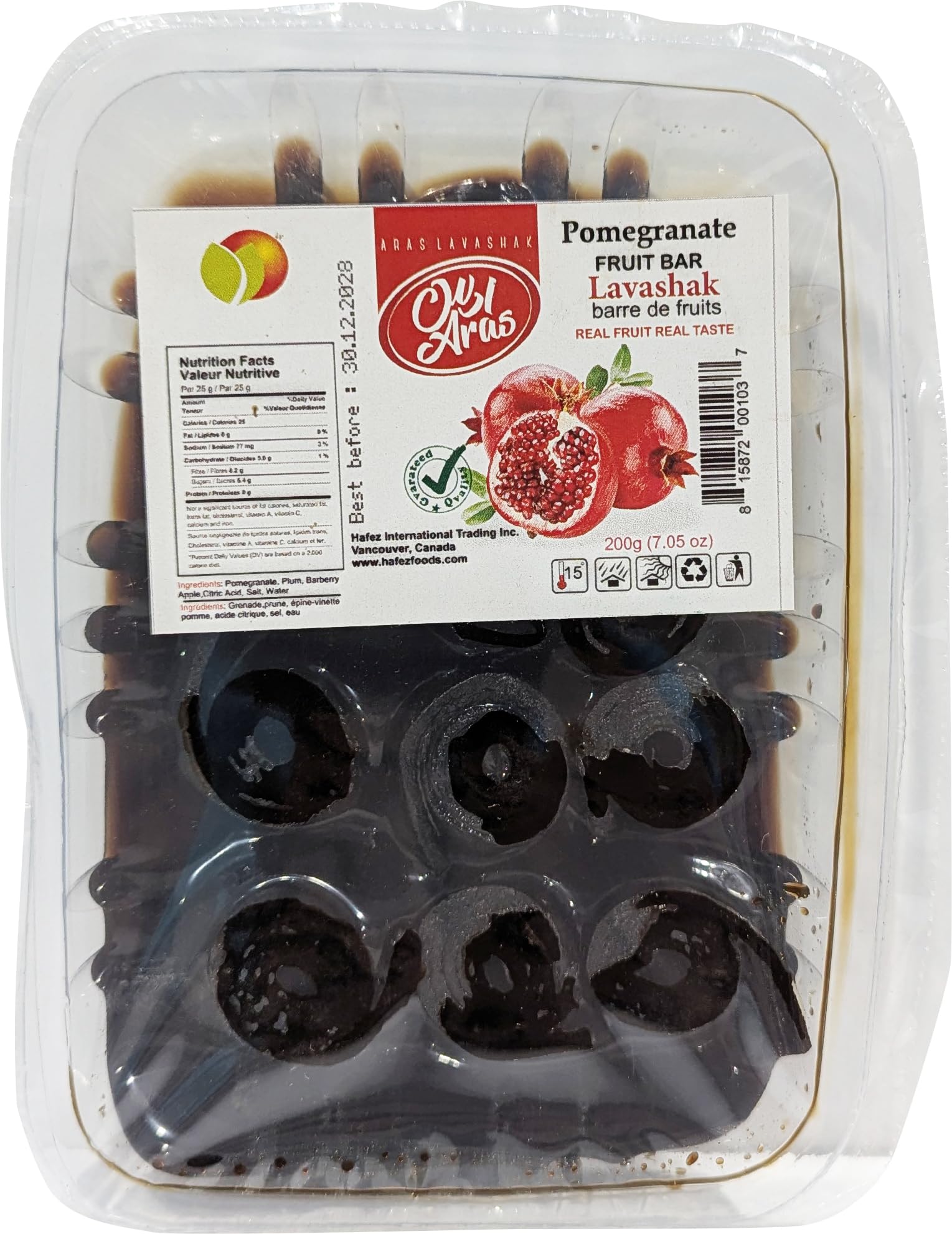 ARAS Torshak Pomegranate Lavashak Rolletti - Delicious, Sour torsh and Mouthwatering Pomegranate Fruit Leathers Pack of 2 | lavashak