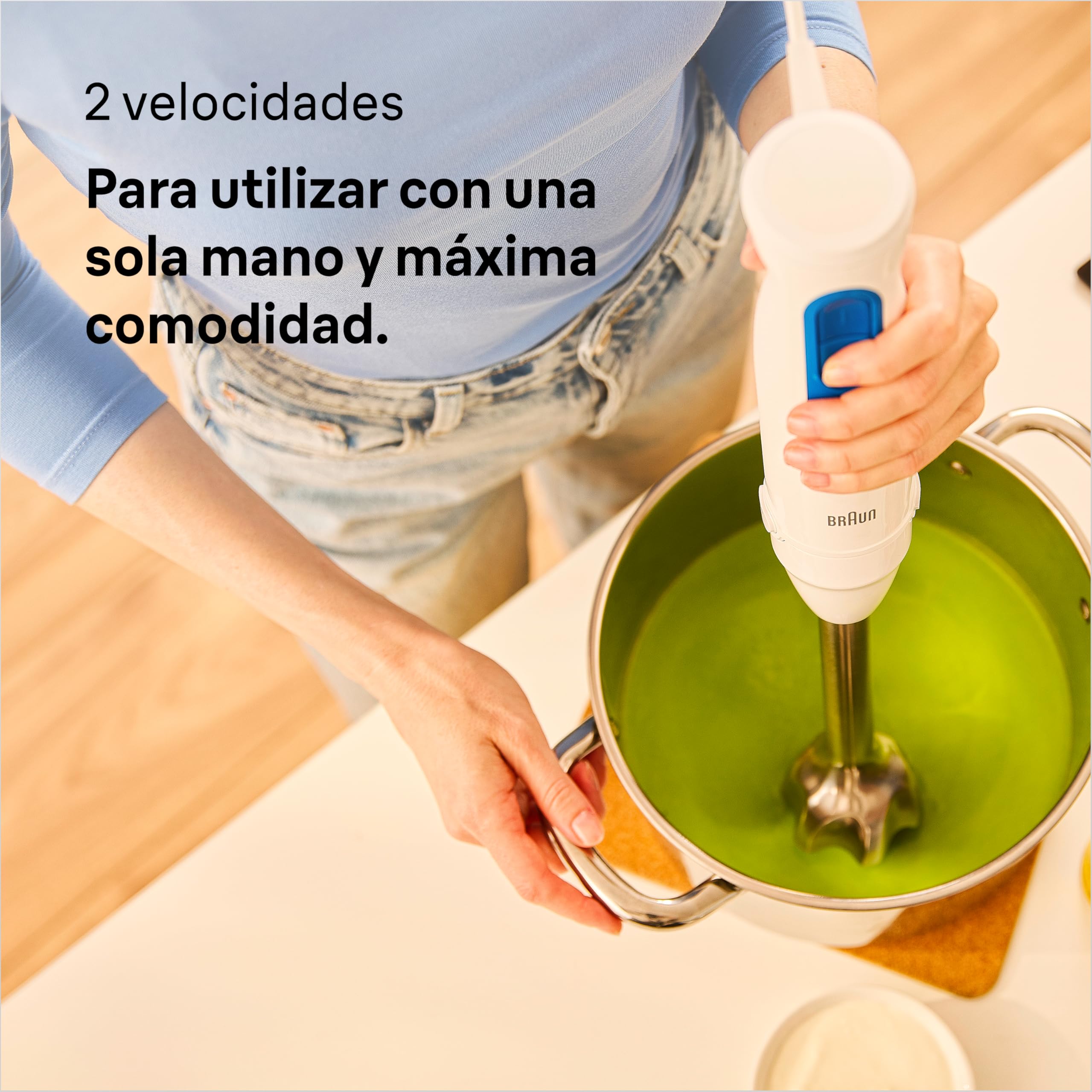 Braun MultiQuick 3 MQ30.001M, Minipimer con Tecnologia PowerBell VPlus, 2 Velocidades+Turbo, Sistema EasyClick Plus para Accesorios, Tecnologia Anti Salpicaduras, Vaso de 600 ml, 900W, Blanco