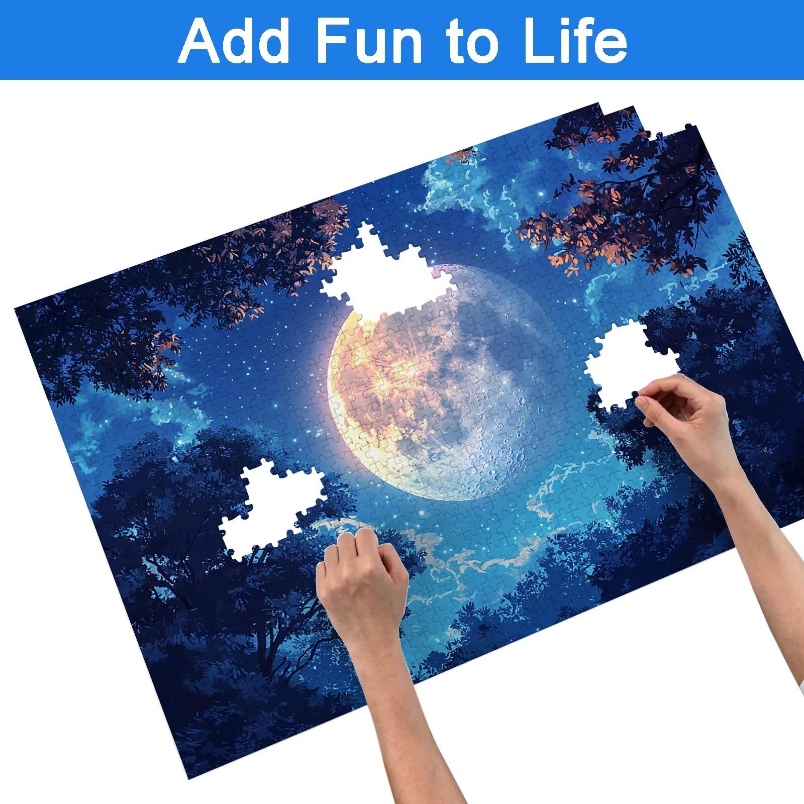 Puzzle 1500 Pezzi per Adulti Bambini, Puzzle Luna in Legno per Adulti, Puzzles Paesaggio Impegnativi, Giochi Educativo per Famiglie, Rompecapo con Scatola per Decorazioni Casa, Regalo Donna, -9150