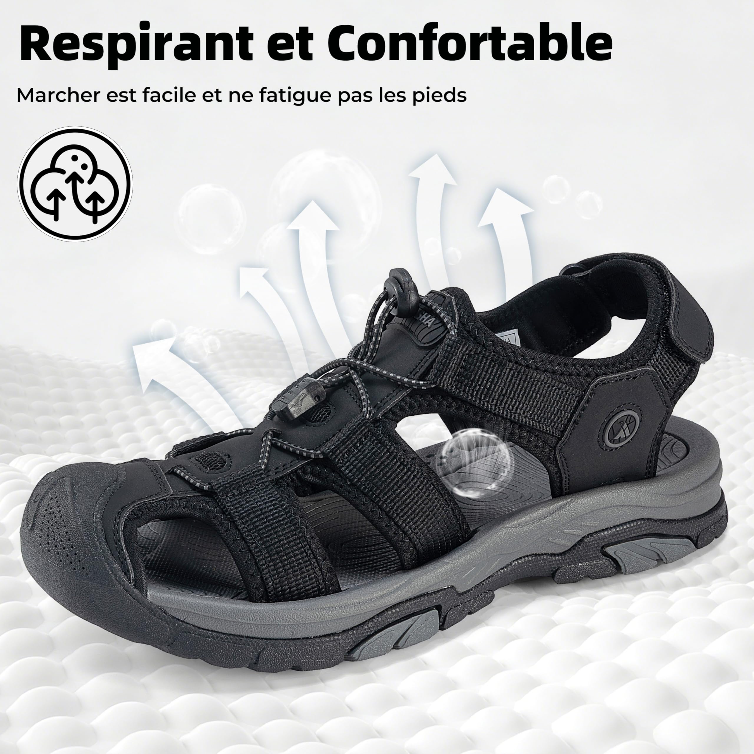 Mishansha Sandales de Trekking Hommes Respirantes Gr.39-46 | Été, Antidérapante, Léger, Confortables, Randonnée, Outdoor, Jardin, Marche, Extérieur, Sport, Bout Fermé