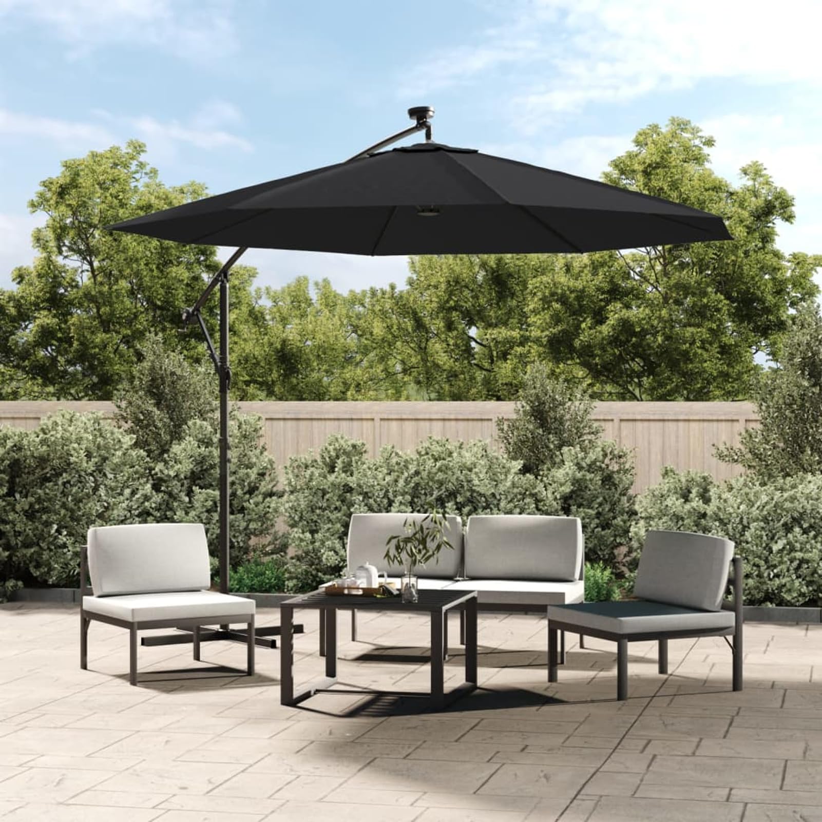 Telo di Ricambio per Ombrellone a Sbalzo Nero 300 cm,Telo Gazebo Copertura in Tessuto Poliestere 100% - Telo per Gazebo da Giardino Esterno Vari Modelli
