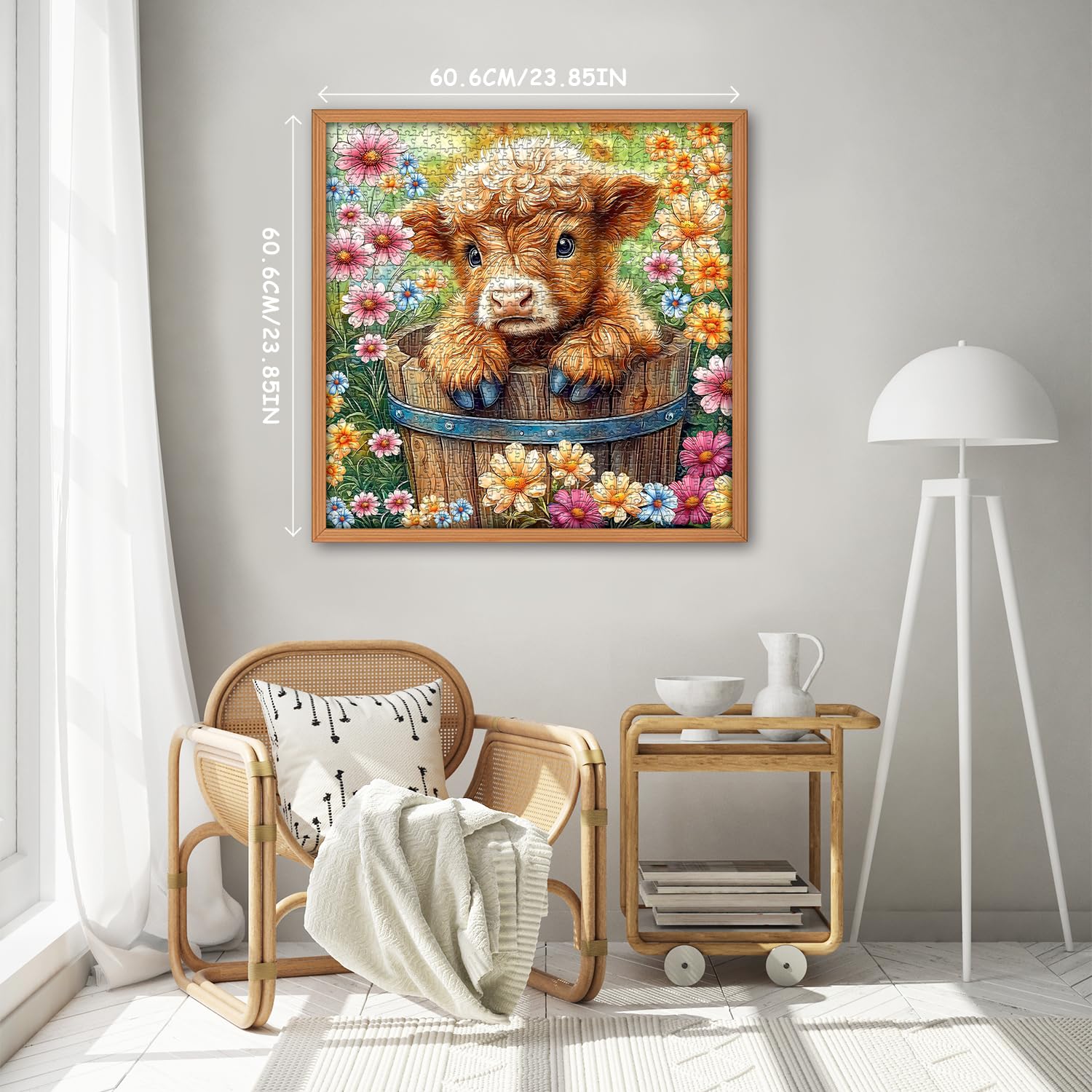 PICKFORU Highland Cow Puzzles for Adults 1000 Pieces, Cute Cow Animal Flower Puzzles for Adults 1000 Pieces, Colorful Floral Garden Jigsaw Puzzles, Nature Plant Scenery Puzzles for Adults - Image 3