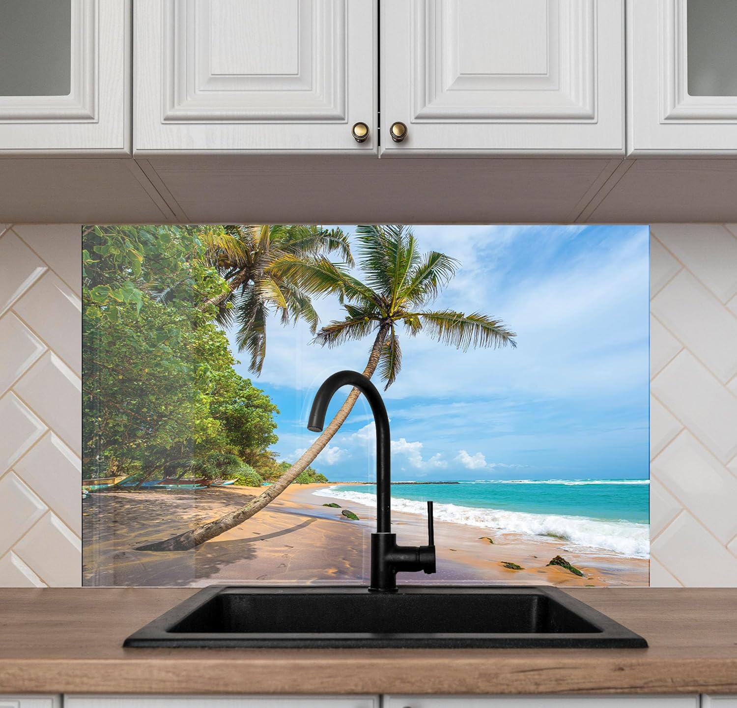 Myphotostation.com 20Wx54H'' Tempered Glass Stove Backsplash Kitchen Tile Decor Stove Back Cover Glass Splashback Tile for Stove Top Cover Toughened Glass Cooker Protector 14