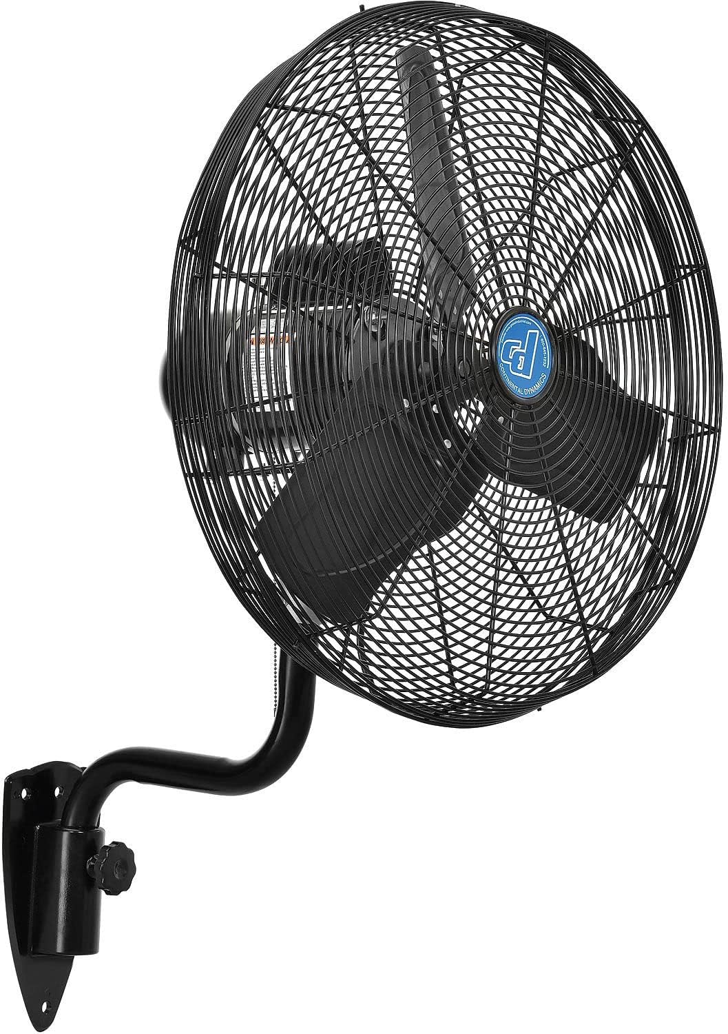 Continental Dynamics 24" Diameter Premium Wall Mount Fan with Totally Enclosed Air Over Motor, 2 Speed, 9400 CFM, 120V, 1/2 HP, Black, Indoor Industrial Fan