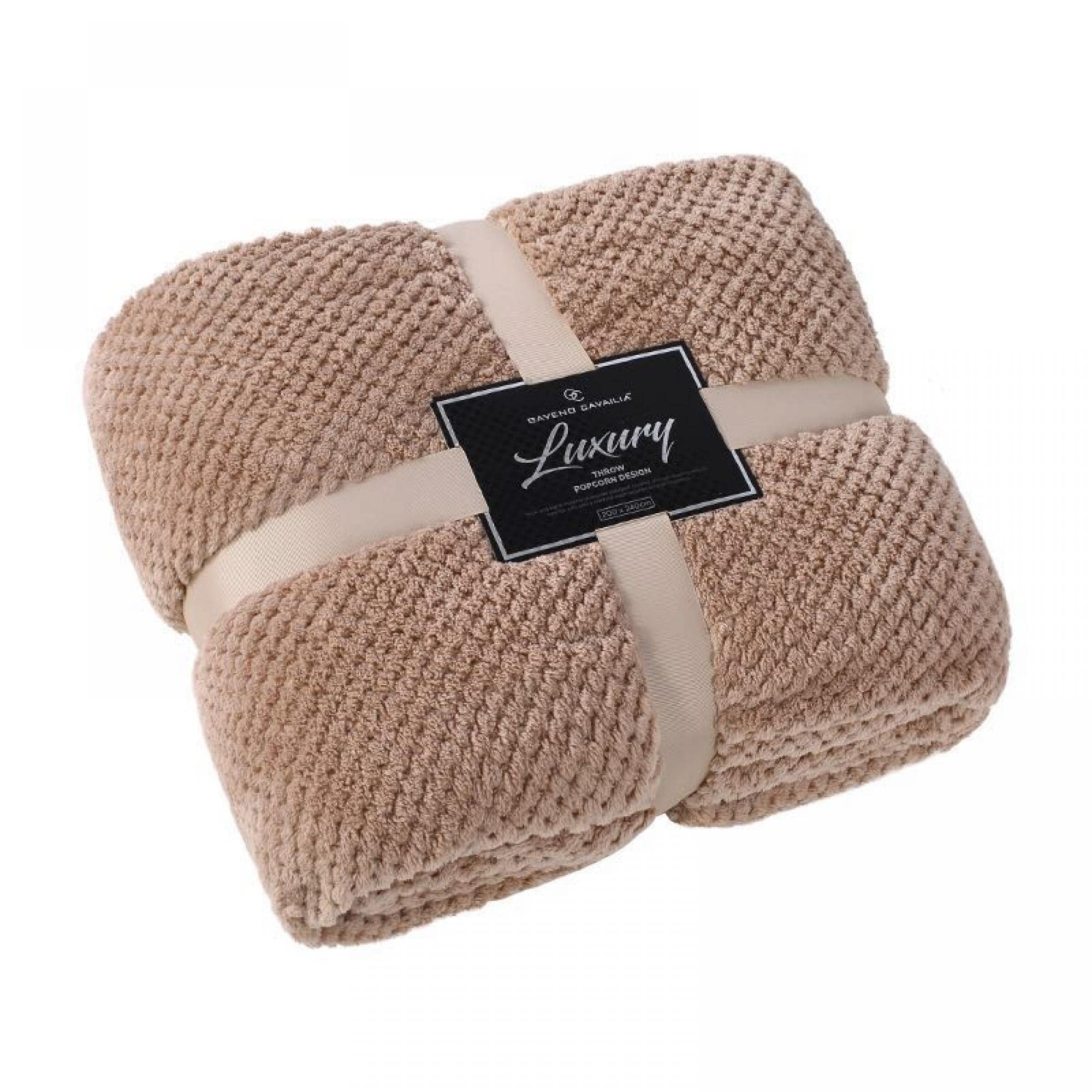 GC GAVENO CAVAILIA Waffle Popcorn Double Throw - Soft Honeycomb Textured Blanket for Sofa and Bed | Lightweight, Fluffy, Easy Care Bedspread | Cosy, Warm Throw for All Seasons, (150x200 cm) Mink โ image 1
