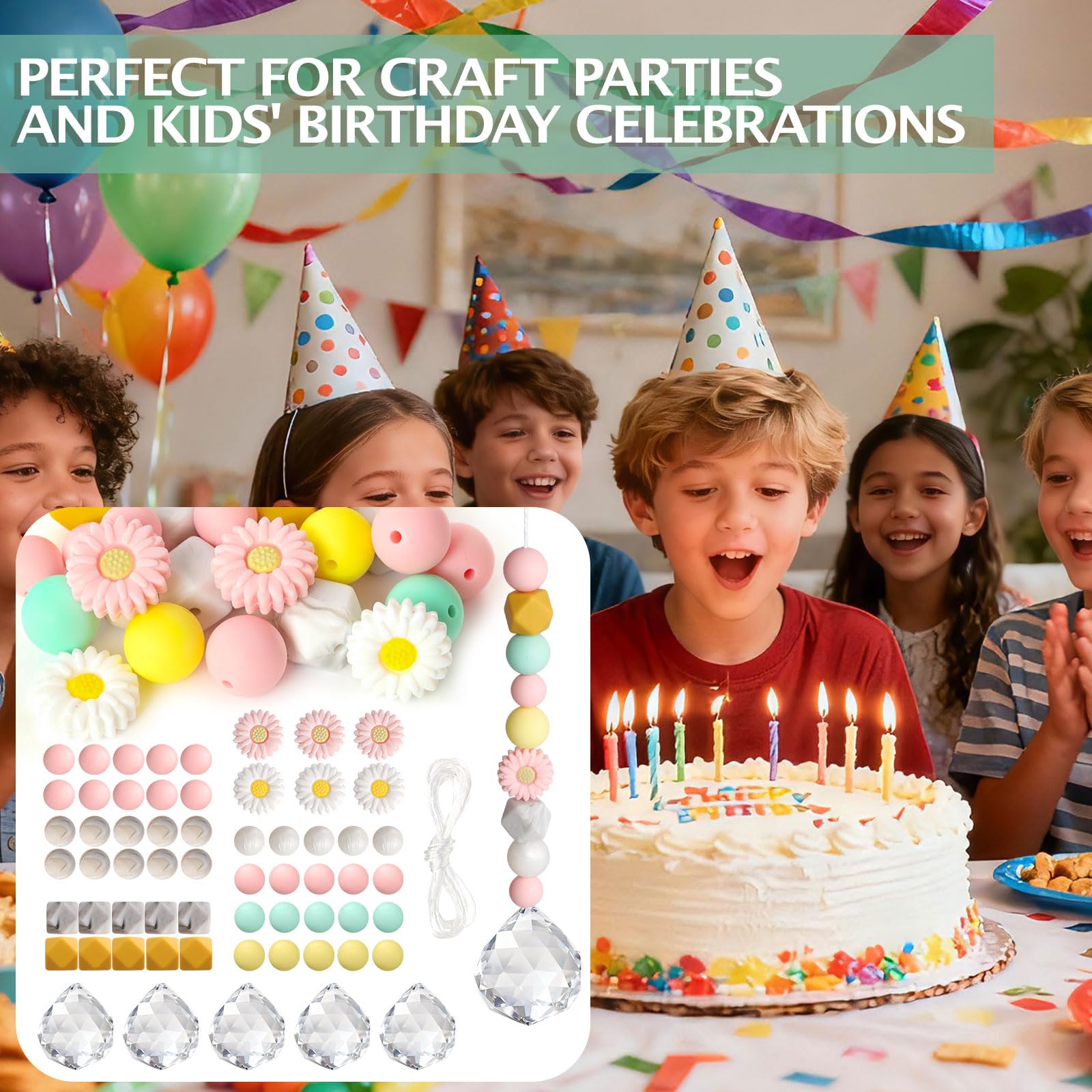 5 Stück Kristall Sonnenfänger Bastelset DIY Kristalle Anhänger Suncatcher Kinder für Kindergeburtstag Baby Party Fenster Haus Garten Deko (Bastelse-A)