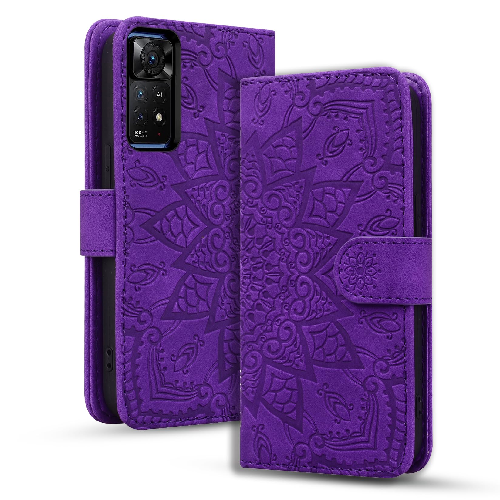 Rosbtib Case for Xiaomi Redmi Note 11 Pro 4G 5G/ Note 11 Pro+/ Note 11E Pro Premium PU Leather Case with Magnetic Closure Stand Function Flip Cover Mandala Embossing Xiaomi Redmi Note 11 Pro